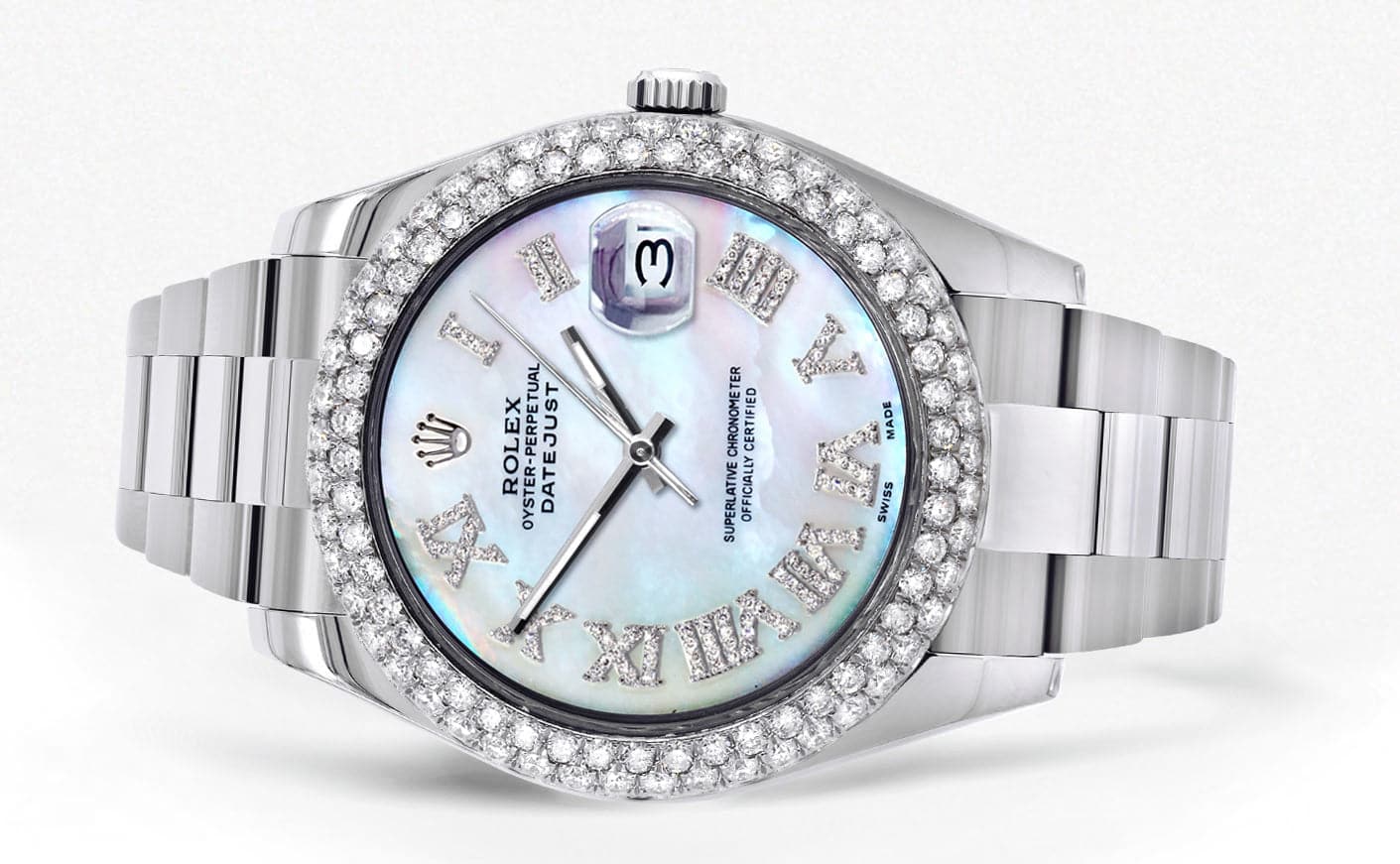 Rolex Datejust II Watch | 41 MM | Mother of Pearl Roman Numeral Dial | Two Row | Oyster Band - Image 2