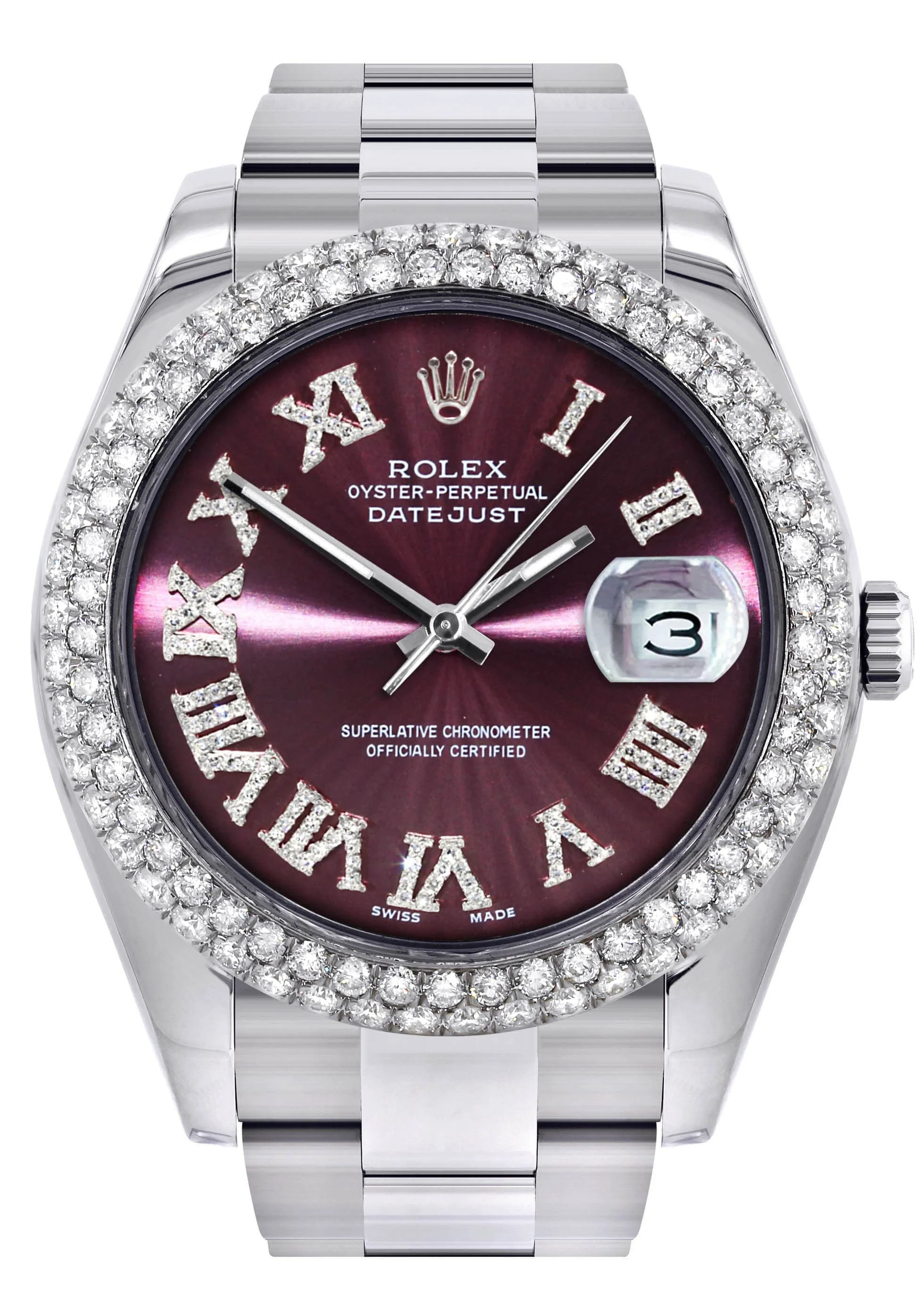 Rolex Datejust II Watch | 41 MM | Purple Roman Numeral Dial | Two Row | Oyster Band