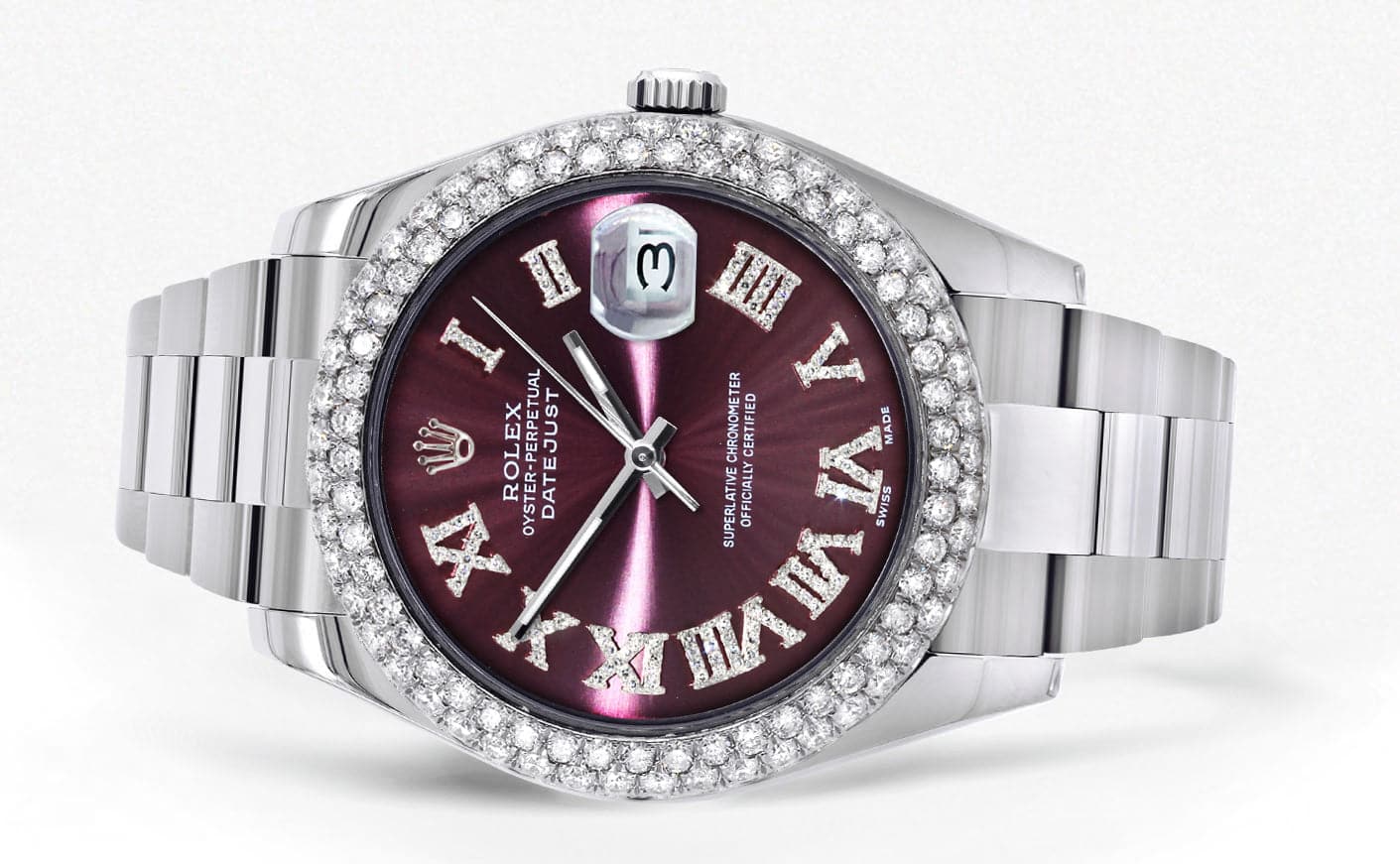 Rolex Datejust II Watch | 41 MM | Purple Roman Numeral Dial | Two Row | Oyster Band - Image 2