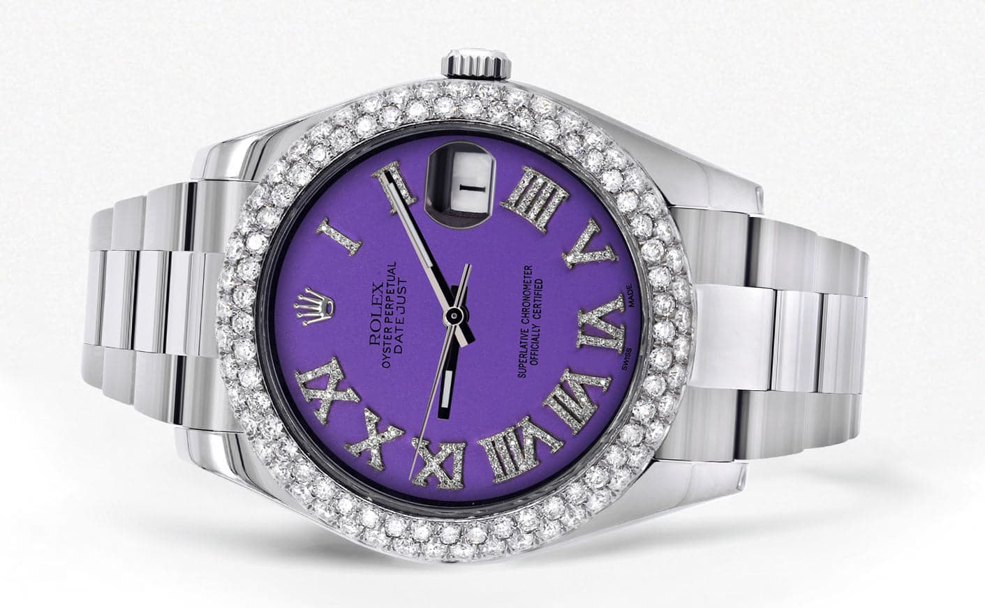 Rolex Datejust II Watch | 41 MM | Violet Roman Numeral Dial | Two Row | Oyster Band - Image 2