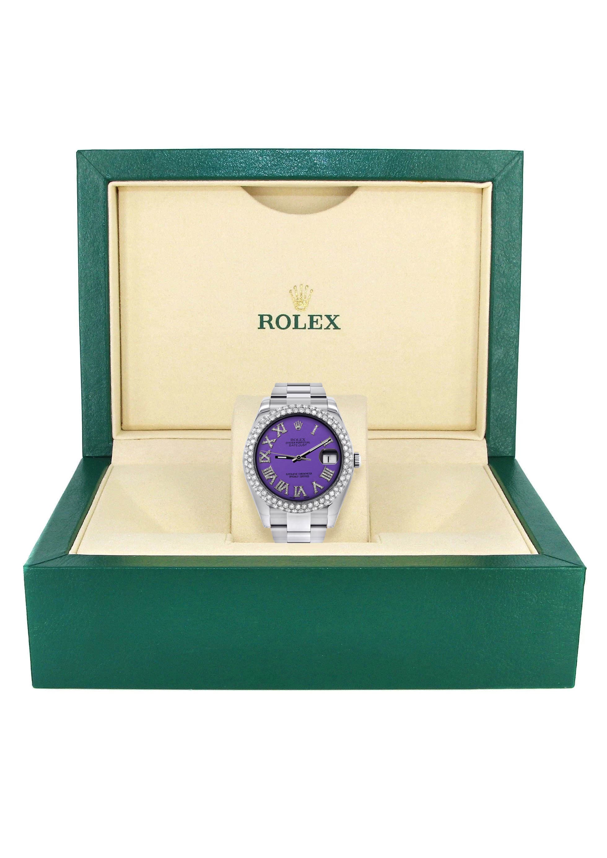 Rolex Datejust II Watch | 41 MM | Violet Roman Numeral Dial | Two Row | Oyster Band - Image 4