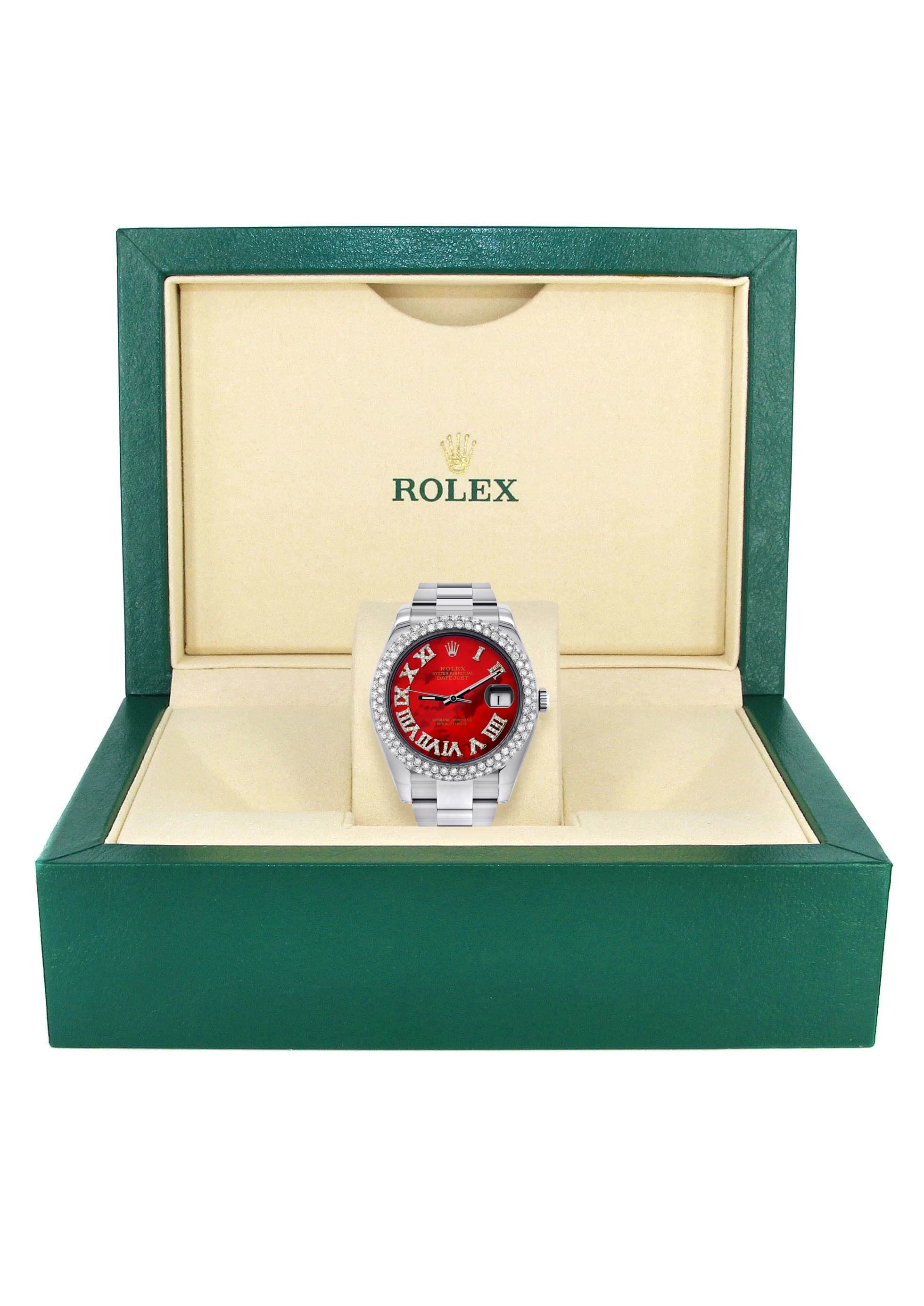 Rolex Datejust II Watch | 41 MM | Red Pearl Roman Numeral Dial | Two Row | Oyster Band - Image 6