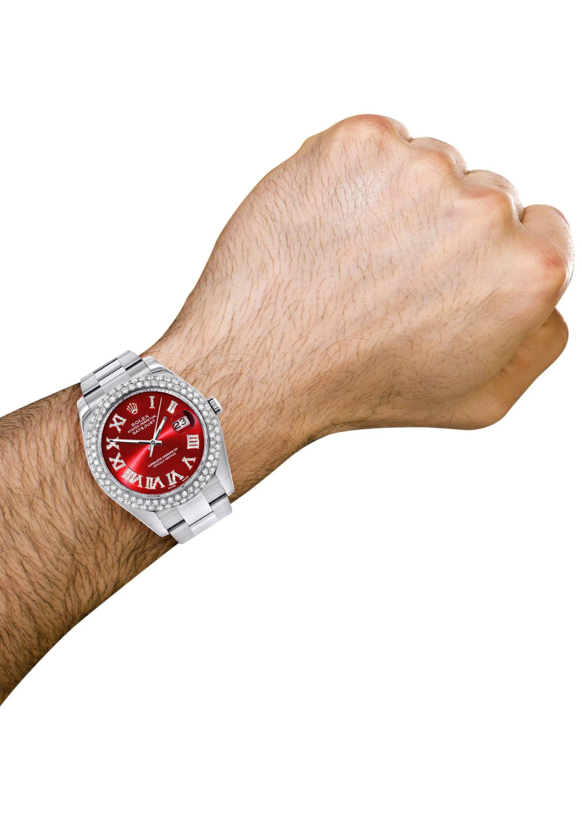 Rolex Datejust II Watch | 41 MM | Red Roman Numeral Dial | Two Row | Oyster Band - Image 3