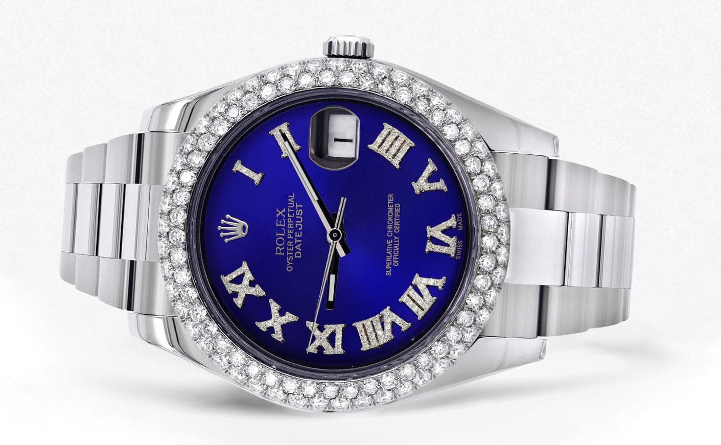 Rolex Datejust II Watch | 41 MM | Royal Blue Roman Numeral Dial | Two Row | Oyster Band - Image 2