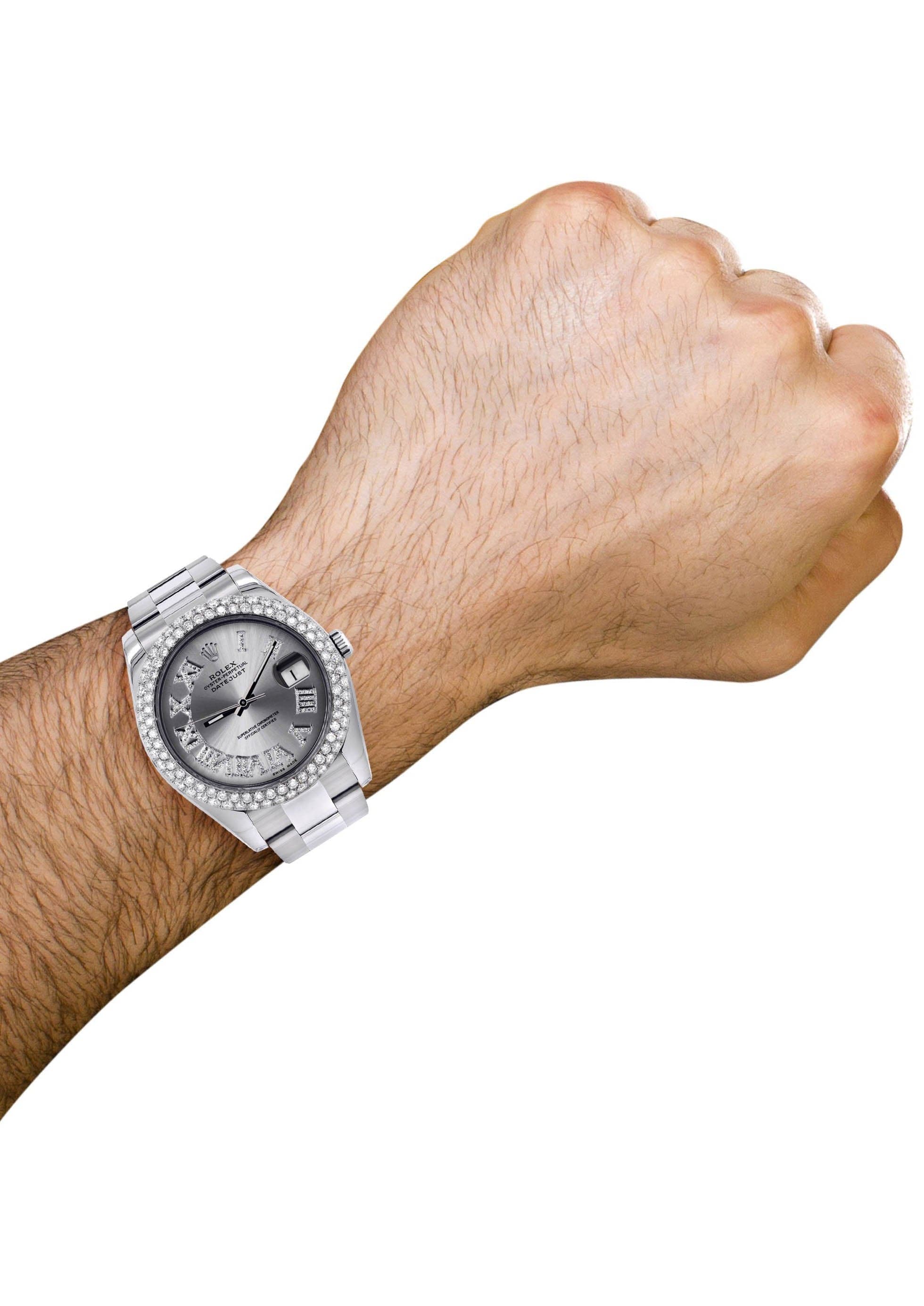 Rolex Datejust II Watch | 41 MM | Silver Roman Numeral Dial | Two Row | Oyster Band - Image 3