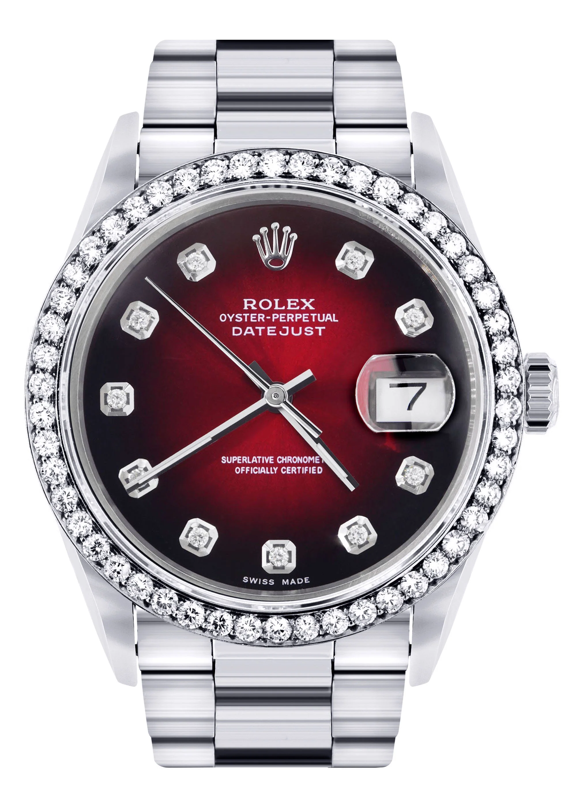 Rolex Datejust Watch | 16200  | 36MM | Red Dial | Oyster Band | Stainless Steel
