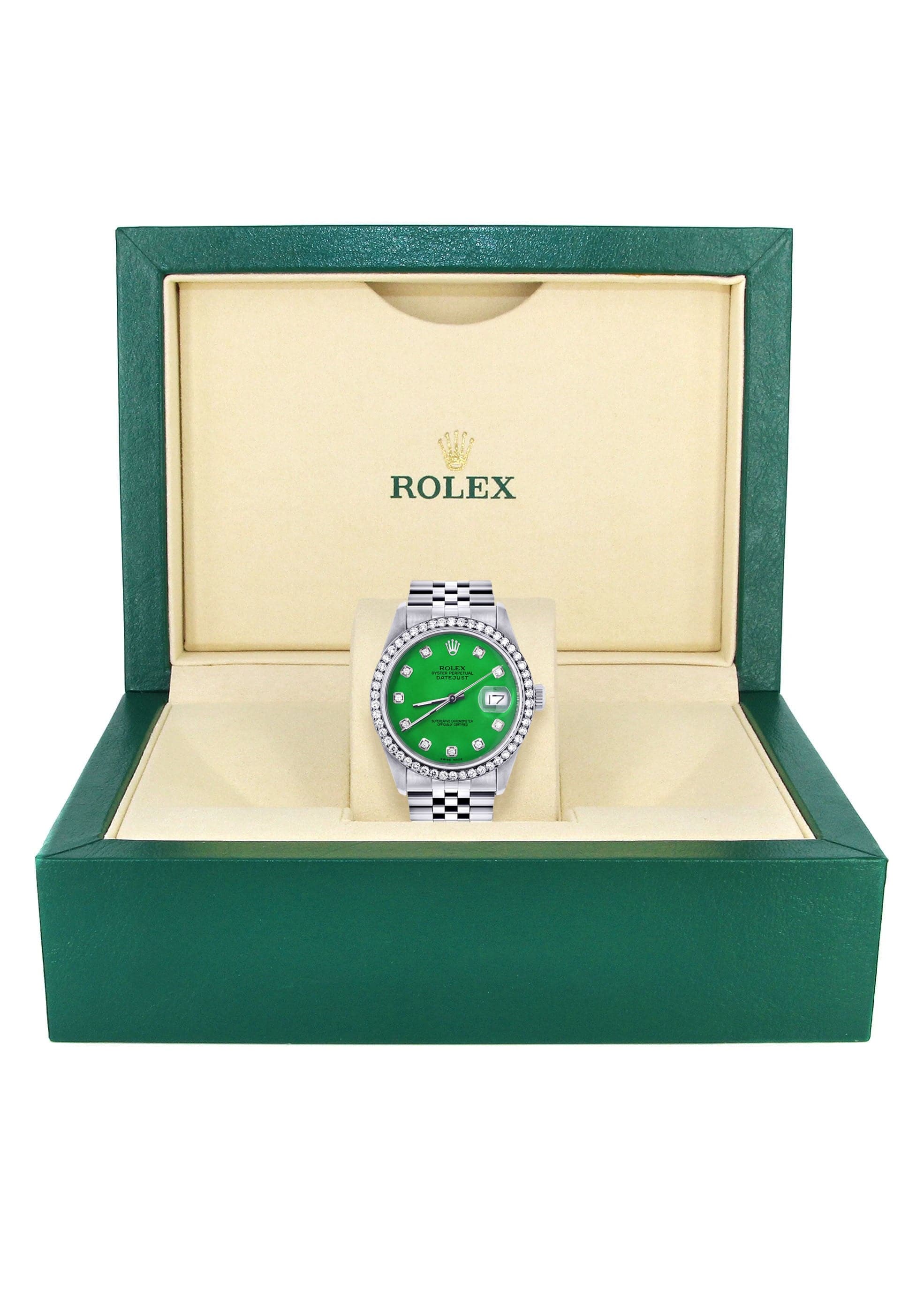 Mens Rolex Datejust  Watch 16200 | 36Mm | Green Dial | Jubilee Band - Image 7