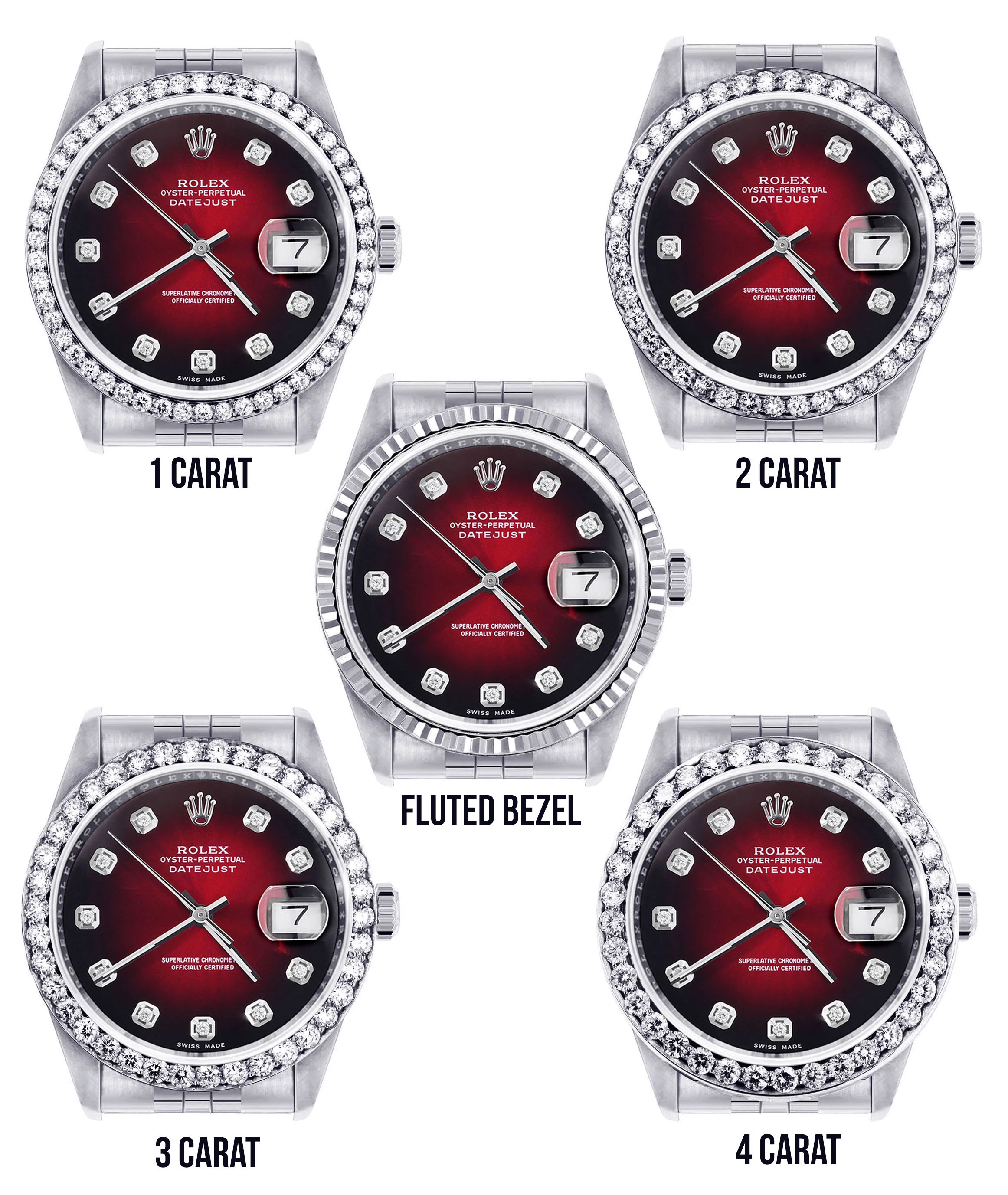 Rolex Datejust Watch | 16200  | 36MM | Red Dial | Jubilee Band | Stainless Steel - Image 3
