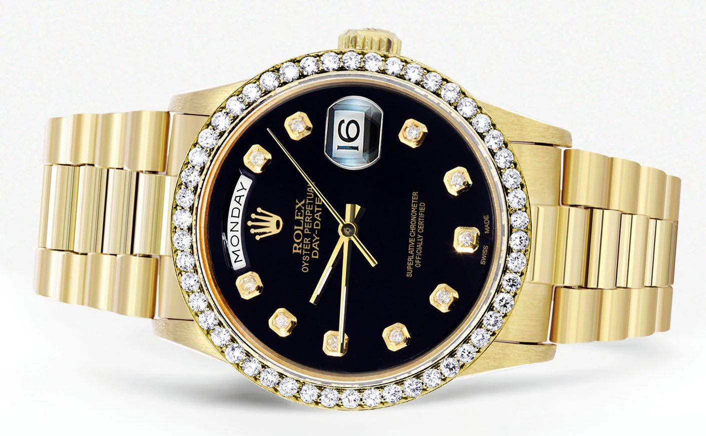 Rolex Day-Date | Presidential | Model 18238 | 18K Yellow Gold | Diamond Bezel | Black Diamond Dial - Image 2