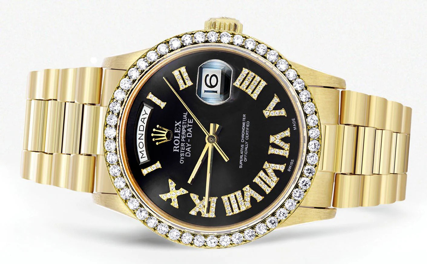 Rolex Day-Date | Presidential | Model 18238 | 18K Yellow Gold | Model 18238 | Diamond Bezel | Black Diamond Roman Dial - Image 2
