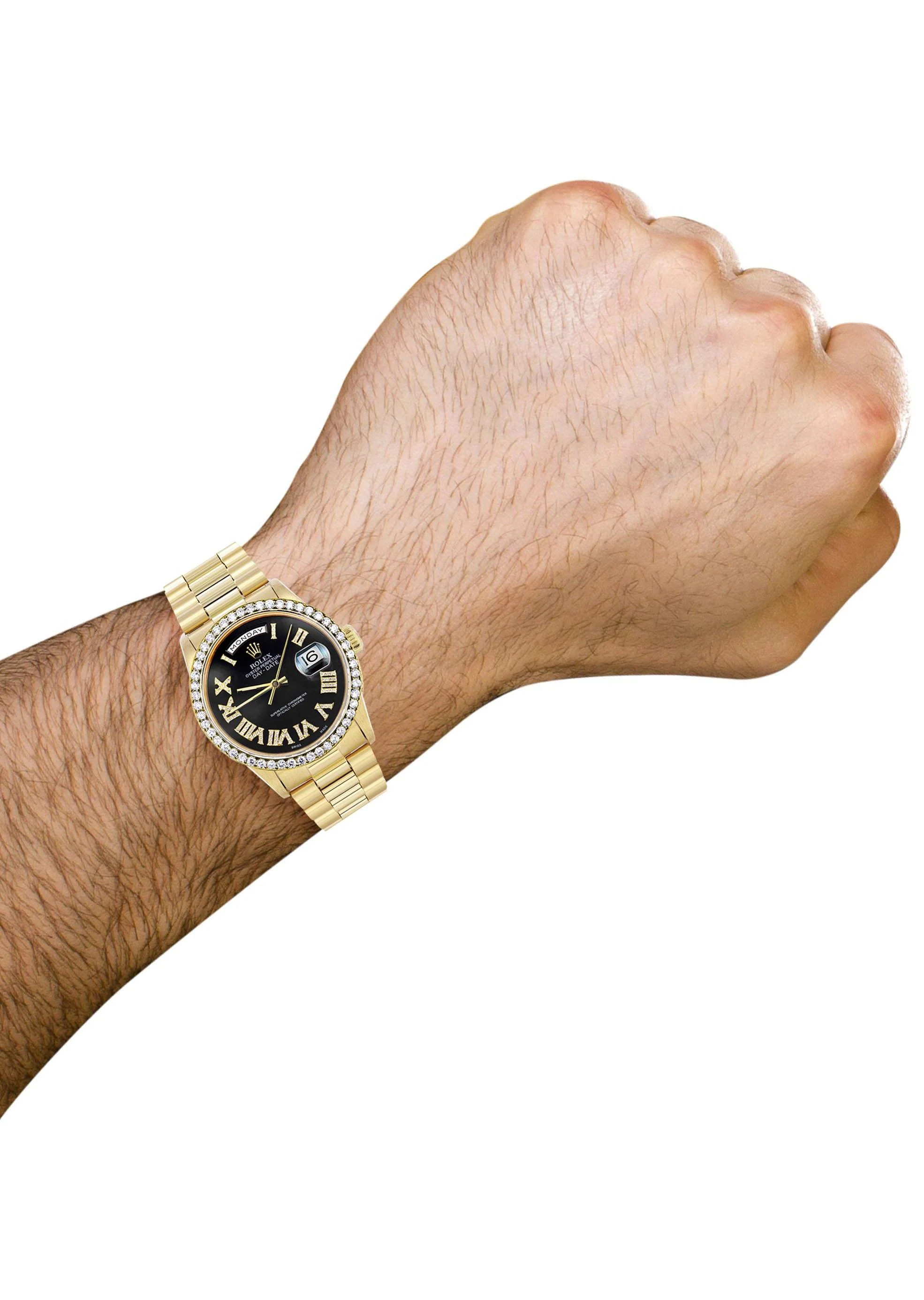 Rolex Day-Date | Presidential | Model 18238 | 18K Yellow Gold | Model 18238 | Diamond Bezel | Black Diamond Roman Dial - Image 5