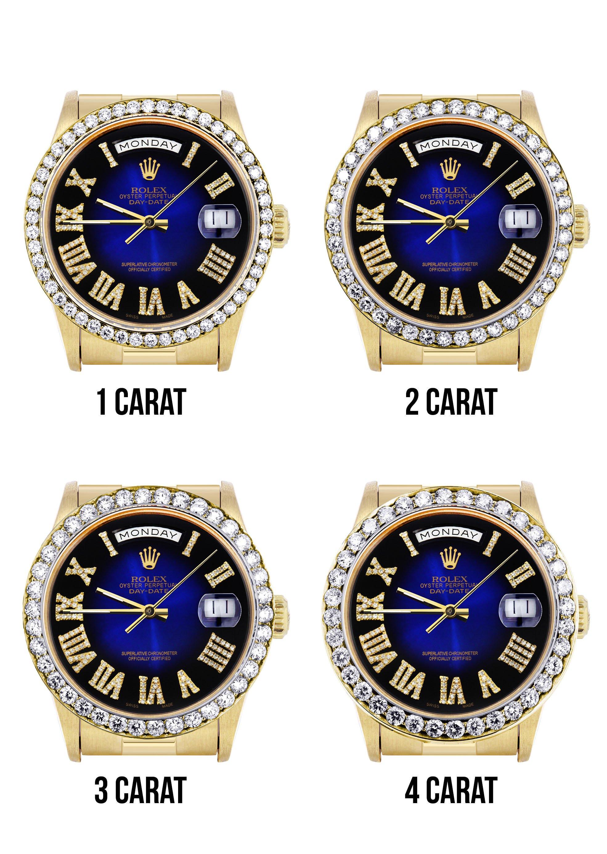 Rolex Day-Date | Presidential | Model 18238 | 18K Yellow Gold | Diamond Bezel | Blue Diamond Roman Numeral - Image 3