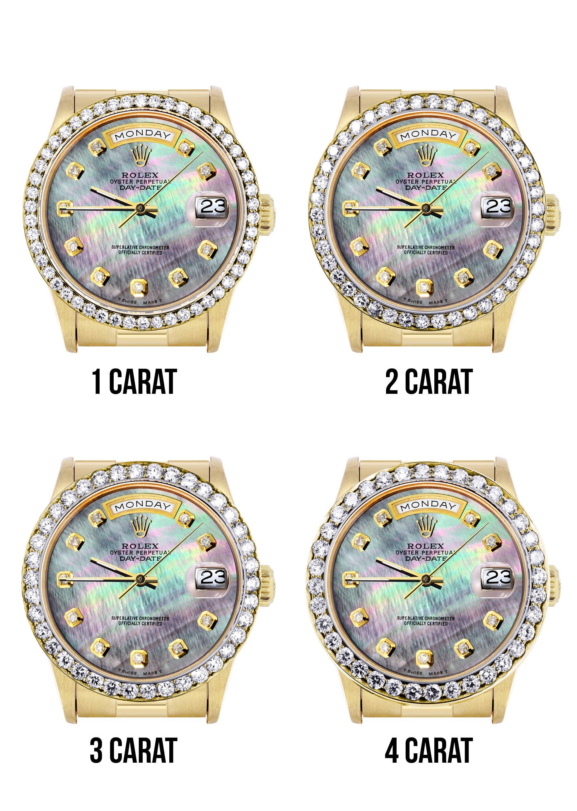 Rolex Day-Date | Presidential | Model 18238 | 18K Yellow Gold | Diamond Bezel | Dark Mother of Pearl Diamond Dial - Image 3