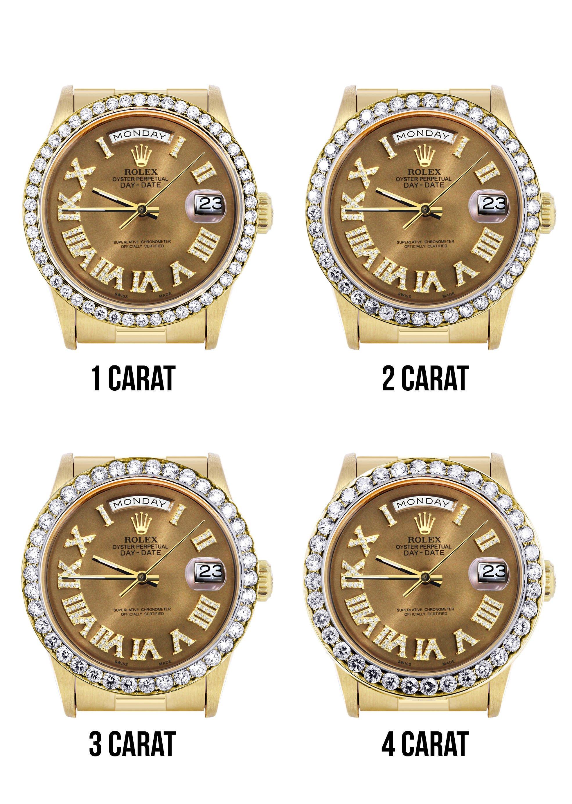 Rolex Day-Date | Presidential | Model 18238 | 18K Yellow Gold | Diamond Bezel | Diamond Roman Chocolate Dial - Image 6