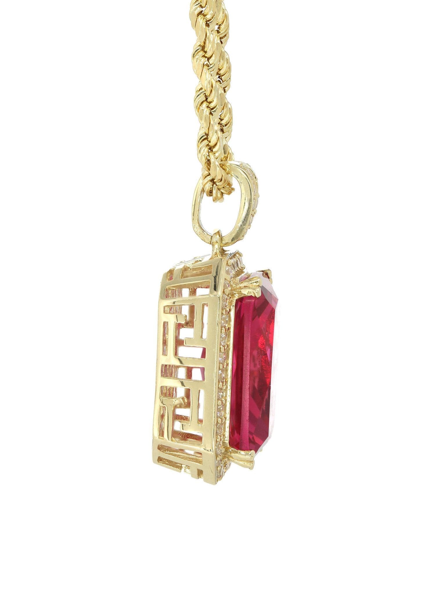10K Yellow Gold Ruby Necklace | Appx. 22 Grams - Image 4