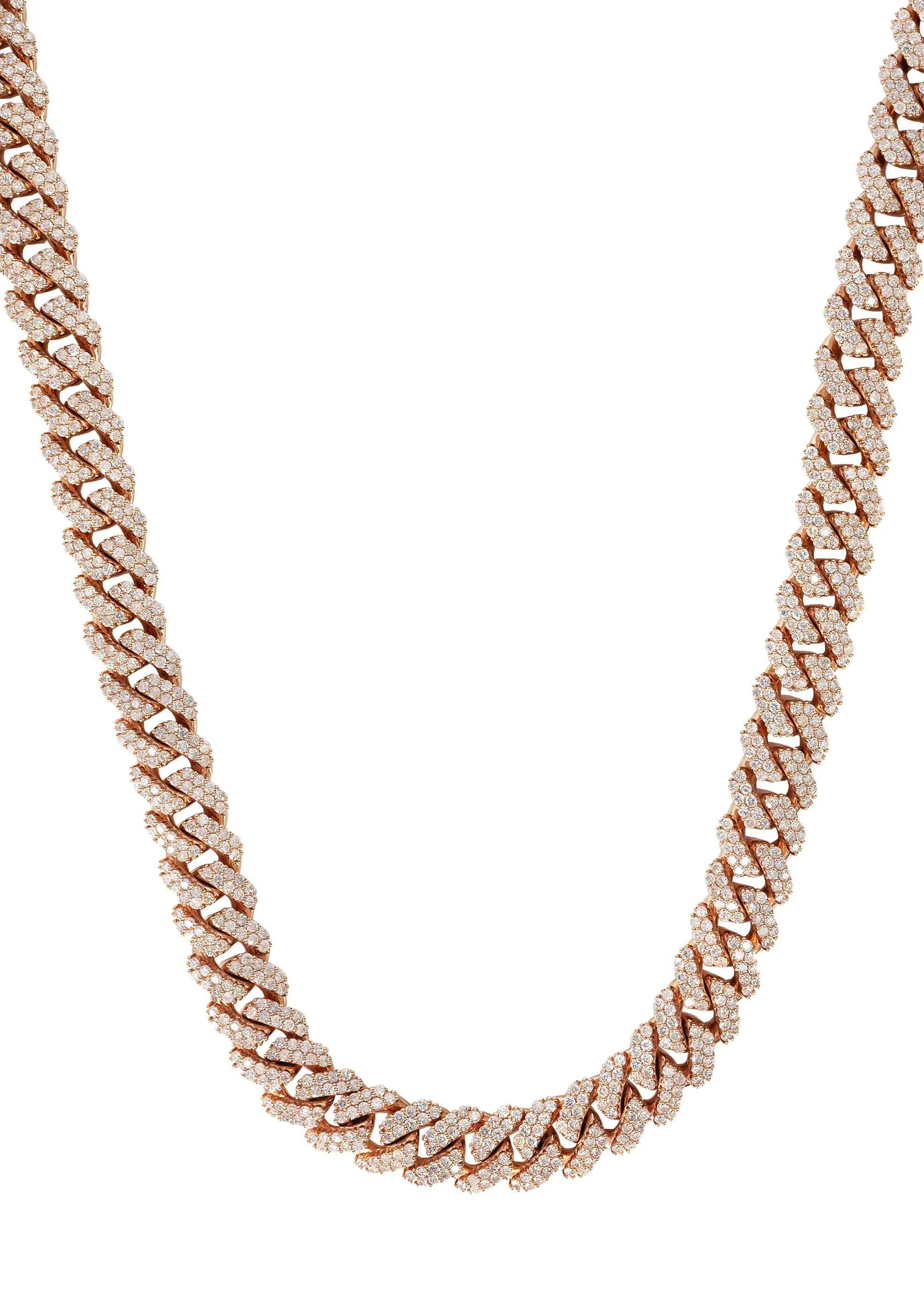 Rose Gold Iced Out Diamond Prong Cuban Link Chain 10K/14K - Image 3