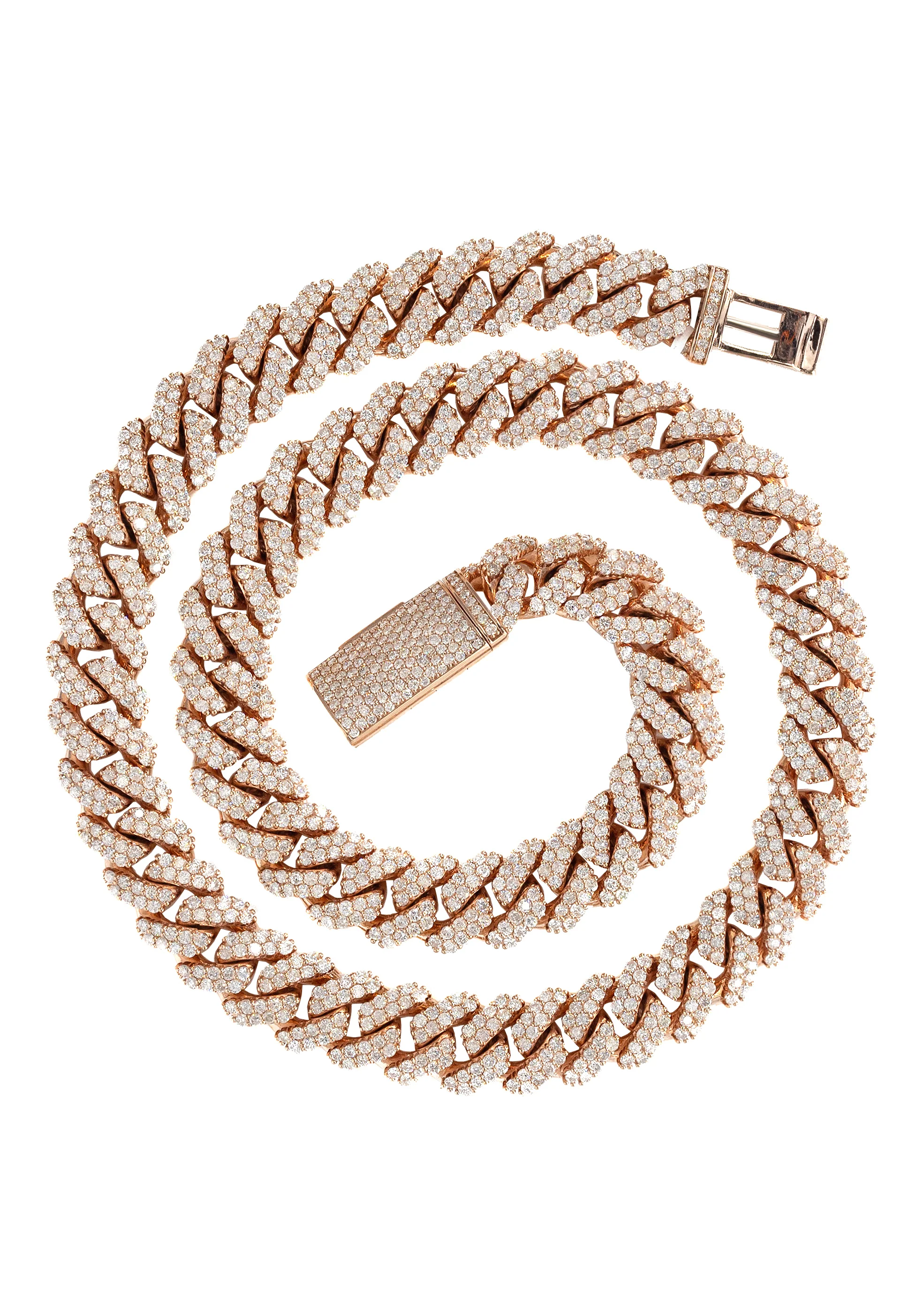 Rose Gold Iced Out Diamond Prong Cuban Link Chain 10K/14K - Image 4