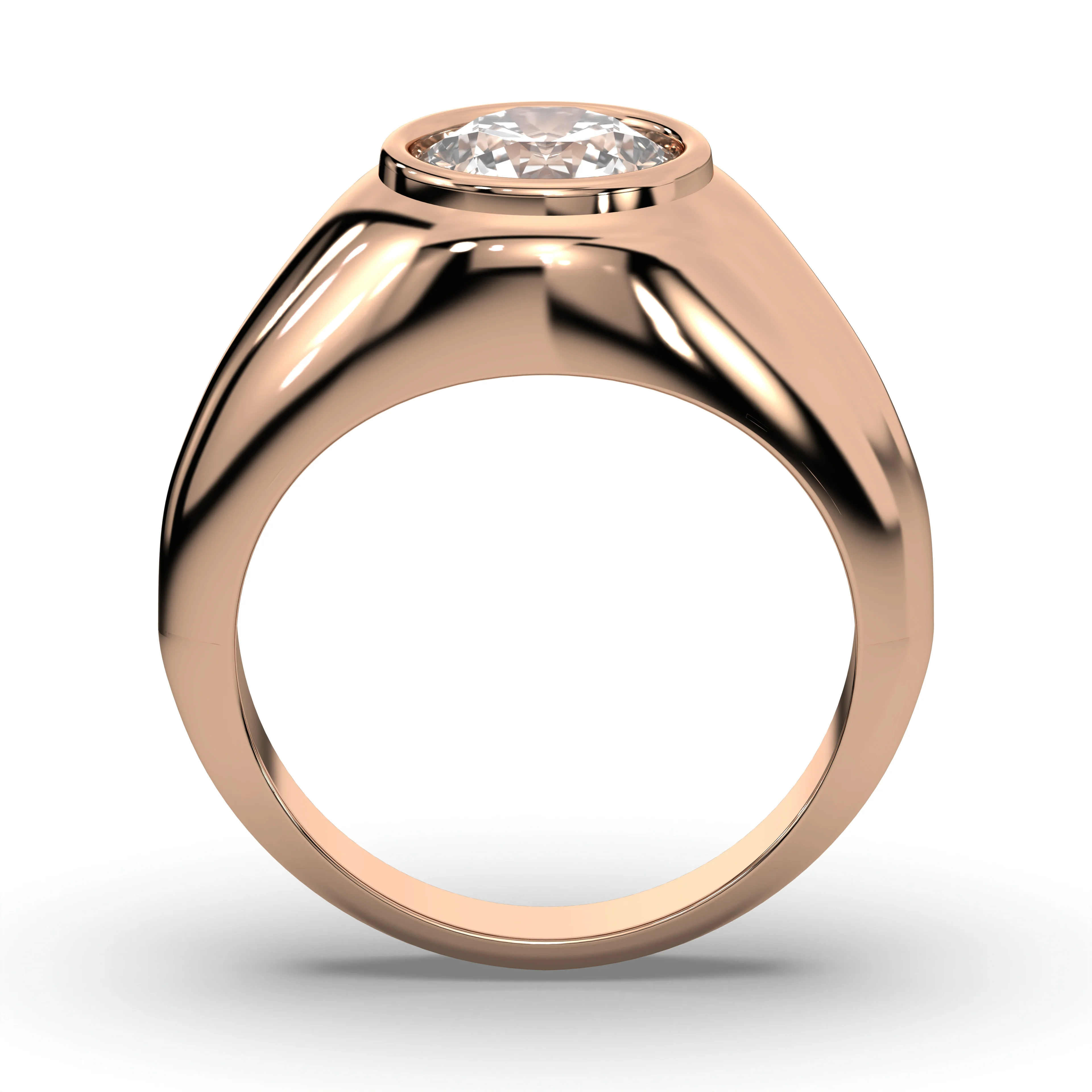Men's Jewelry - Men's VVS Lab Diamond Round Brilliant Cut Solitaire Engagement Ring | Rose Gold - Image 3