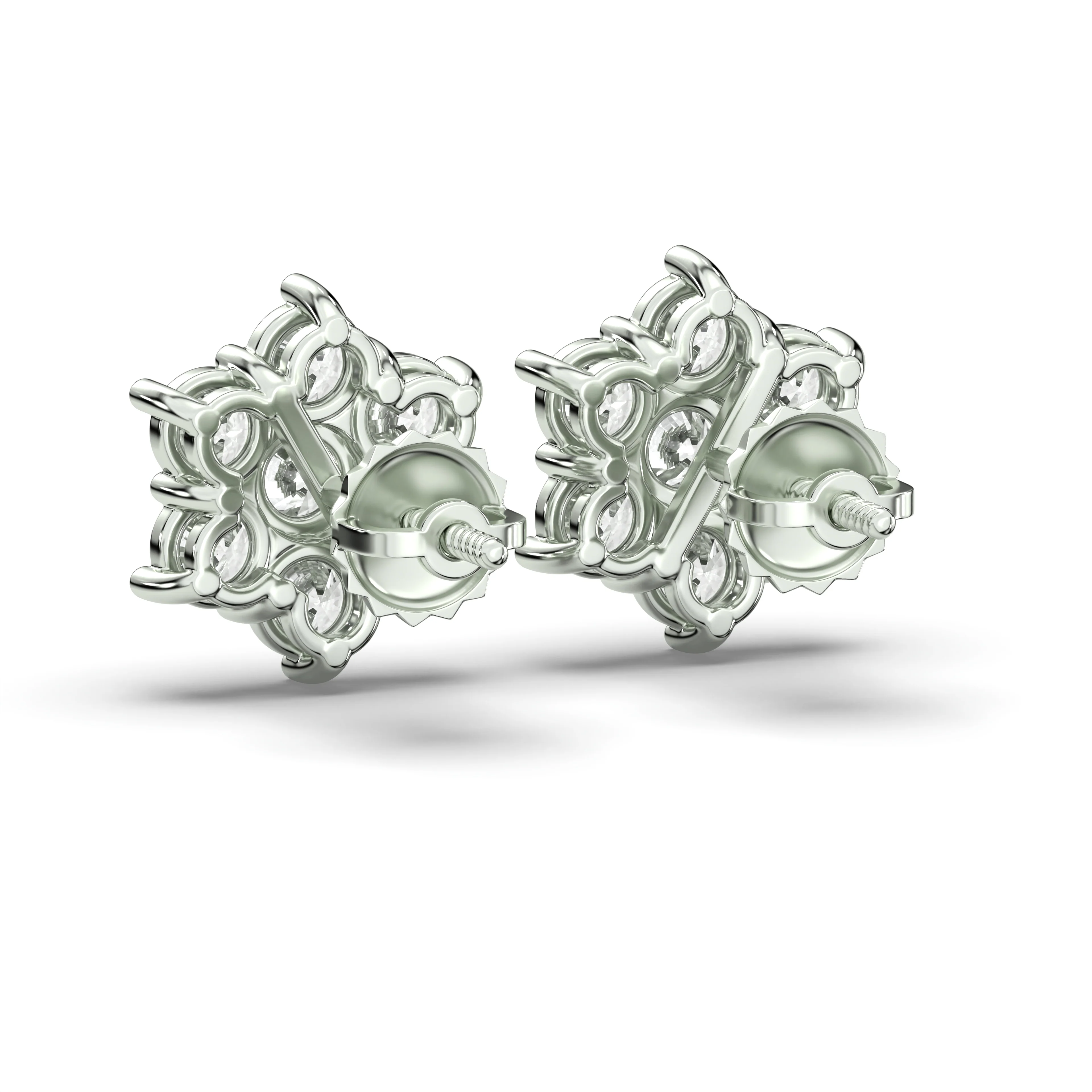 Men's Jewelry - VVS Lab Diamond Cluster Stud Earrings For Men | 14K White Gold - Image 4
