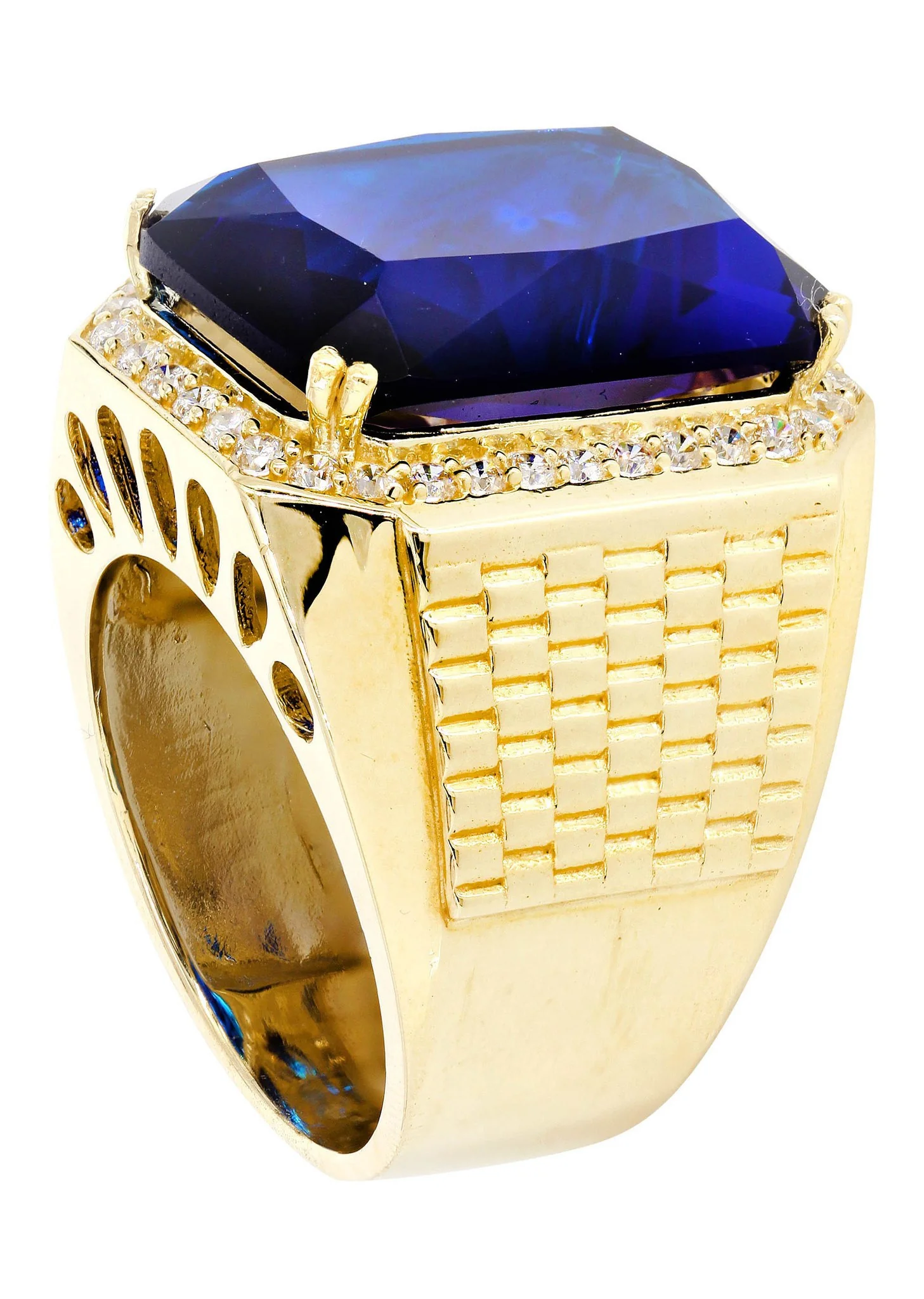 Sapphire 10K Gold Mens Ring | 23.1 Grams - Image 3