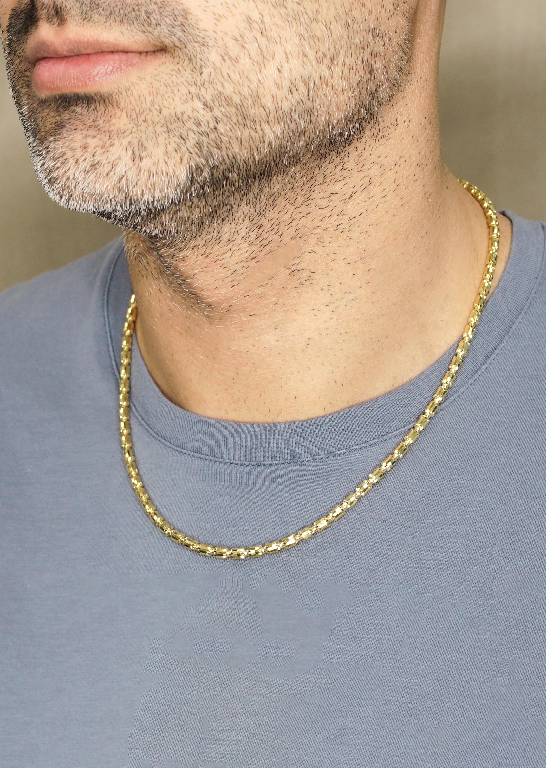 Silver Chain - Mens Gold Chain / Barrel Chain / 4 MM - Image 4
