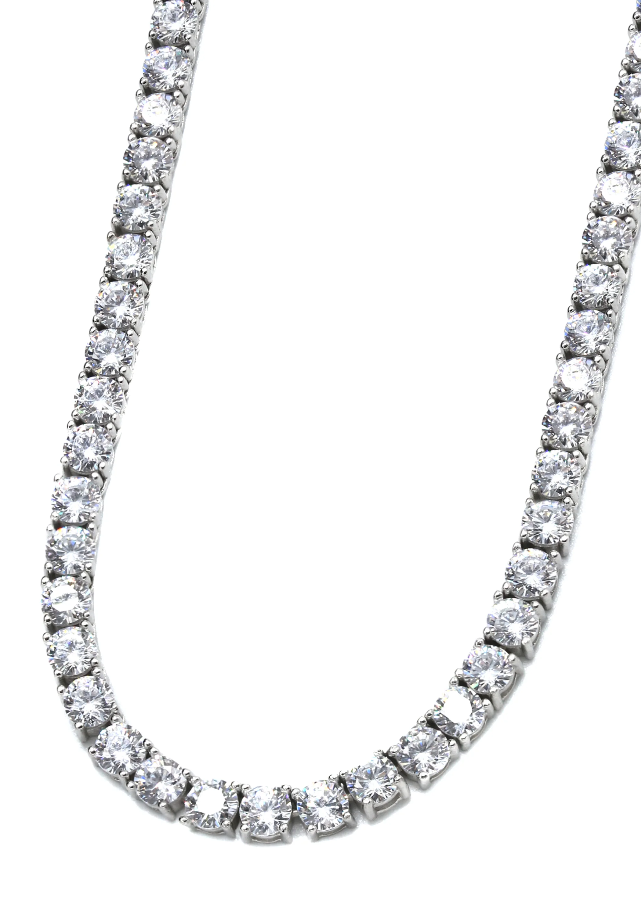 Silver Chain - Mens White Tennis Chain / Necklace - 4 MM - Image 2