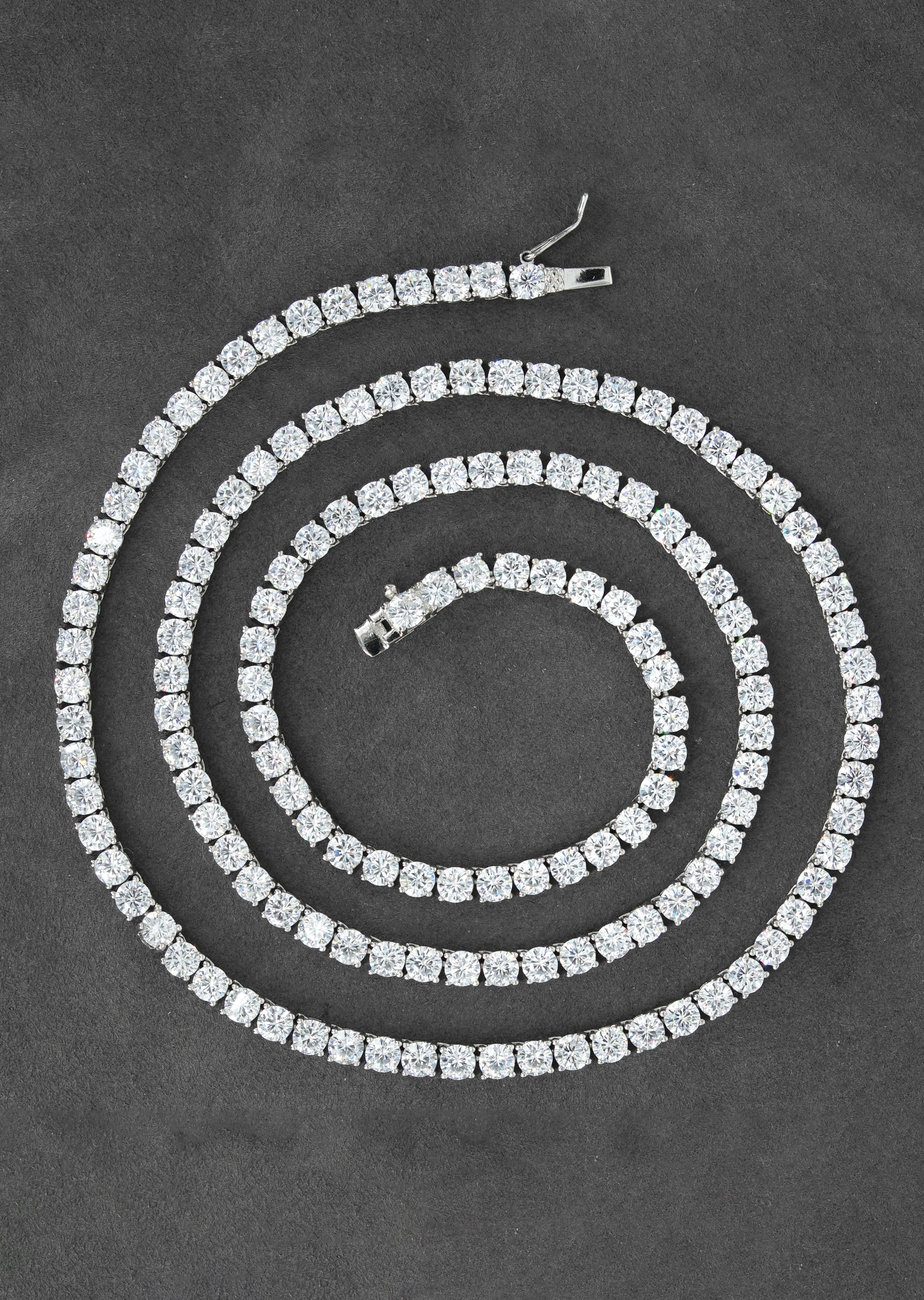 Silver Chain - Mens White Tennis Chain / Necklace - 4 MM - Image 5