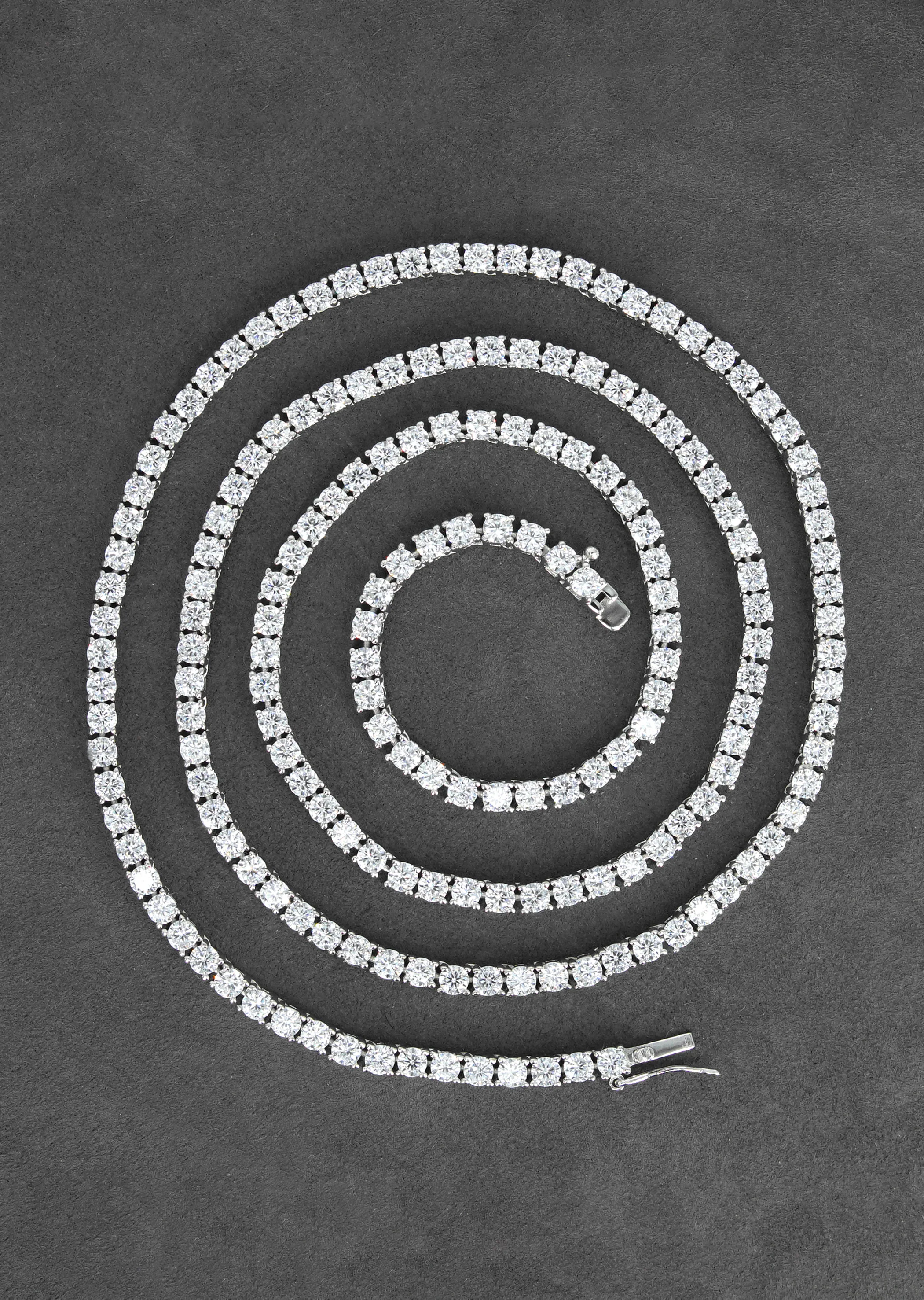 Silver Chain - Mens White Tennis Chain / Necklace - 3 MM - Image 5