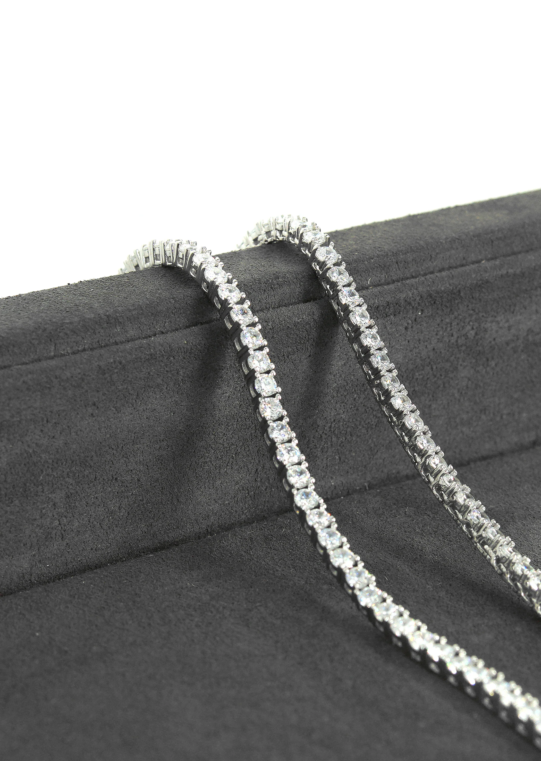 Silver Chain - Mens White Tennis Chain / Necklace - 3 MM - Image 6