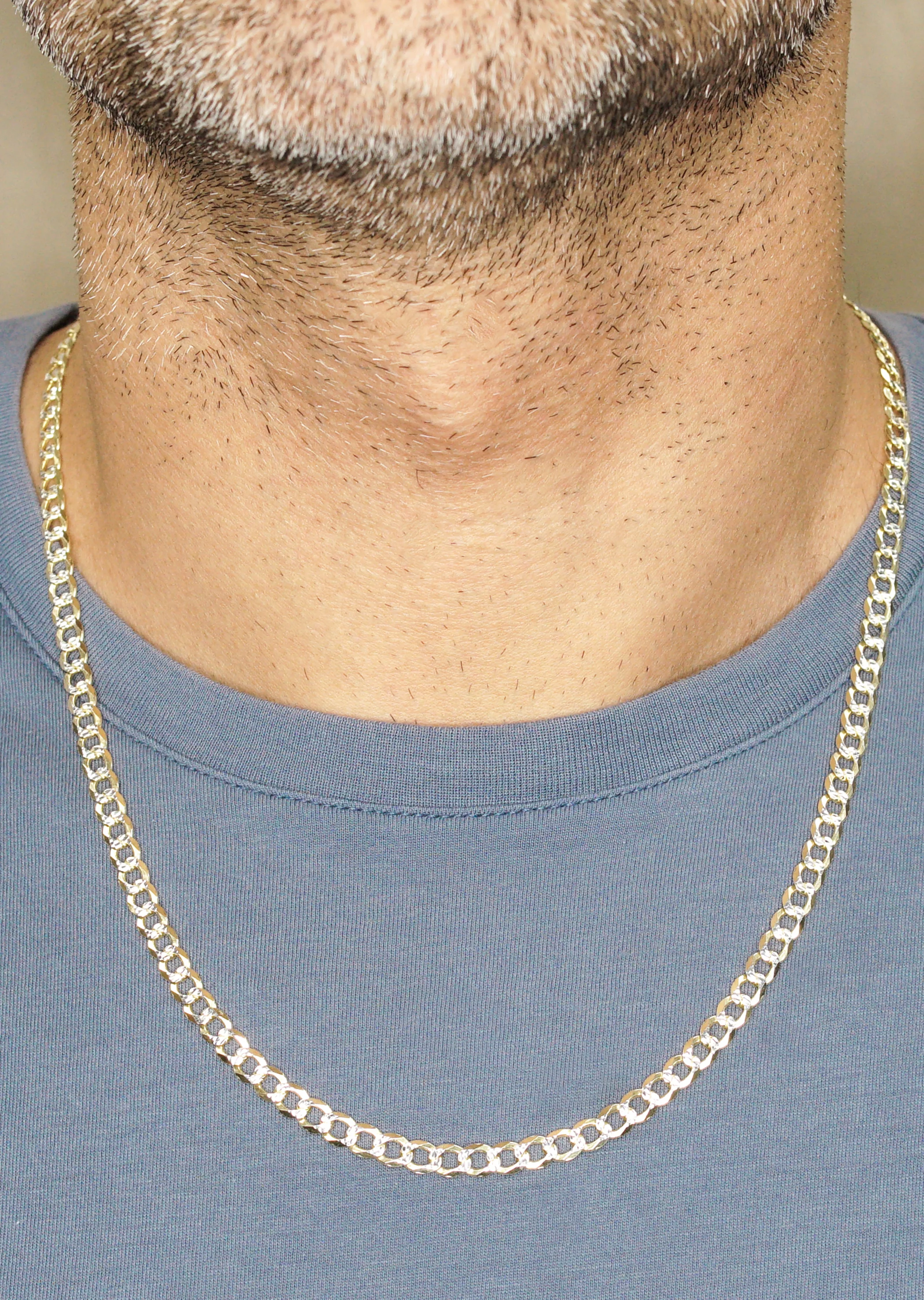 Silver Chain - Mens Gold Chain / Curb Cuban Diamond Cut Chain / 5 MM - Image 3