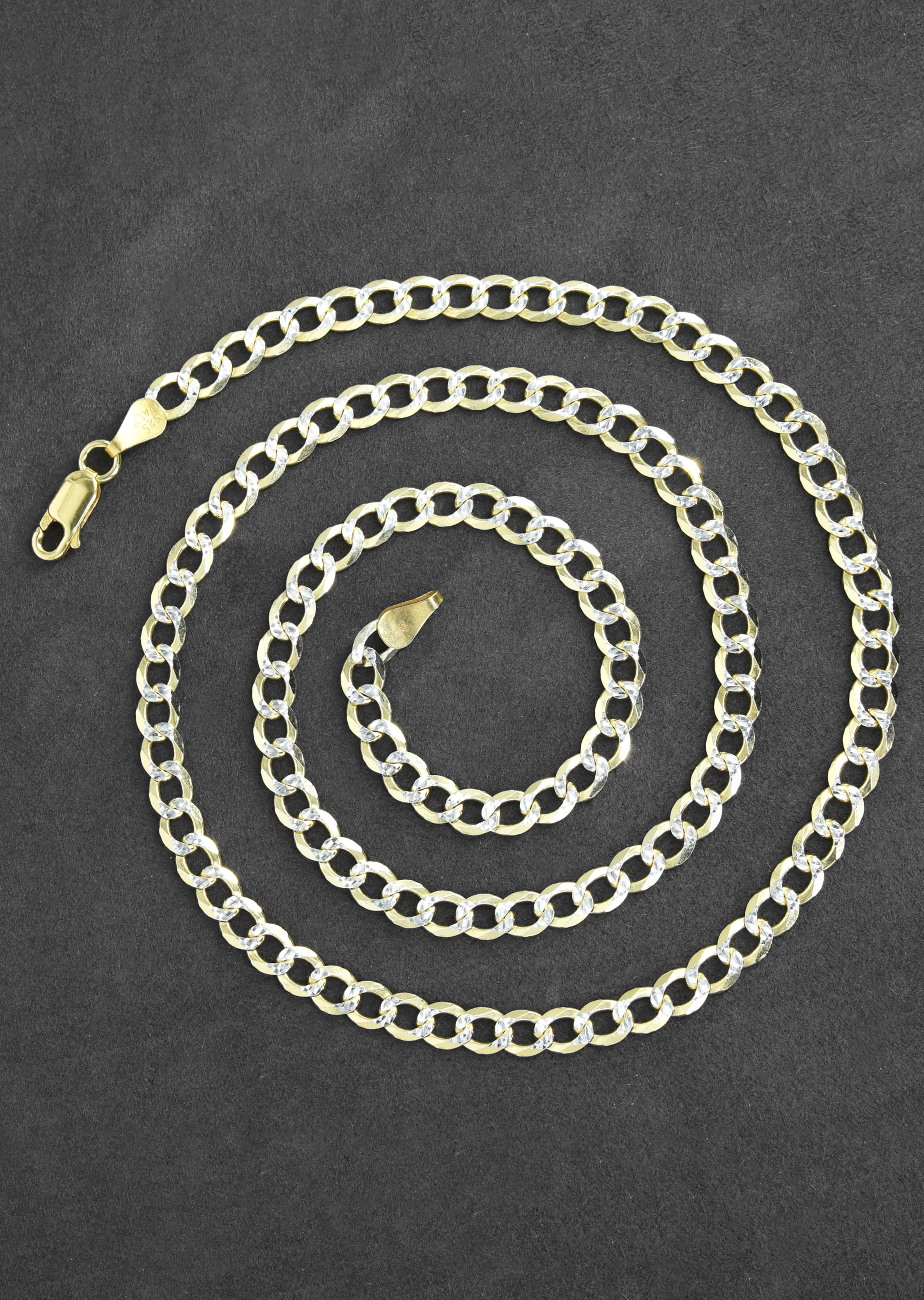 Silver Chain - Mens Gold Chain / Curb Cuban Diamond Cut Chain / 5 MM - Image 5