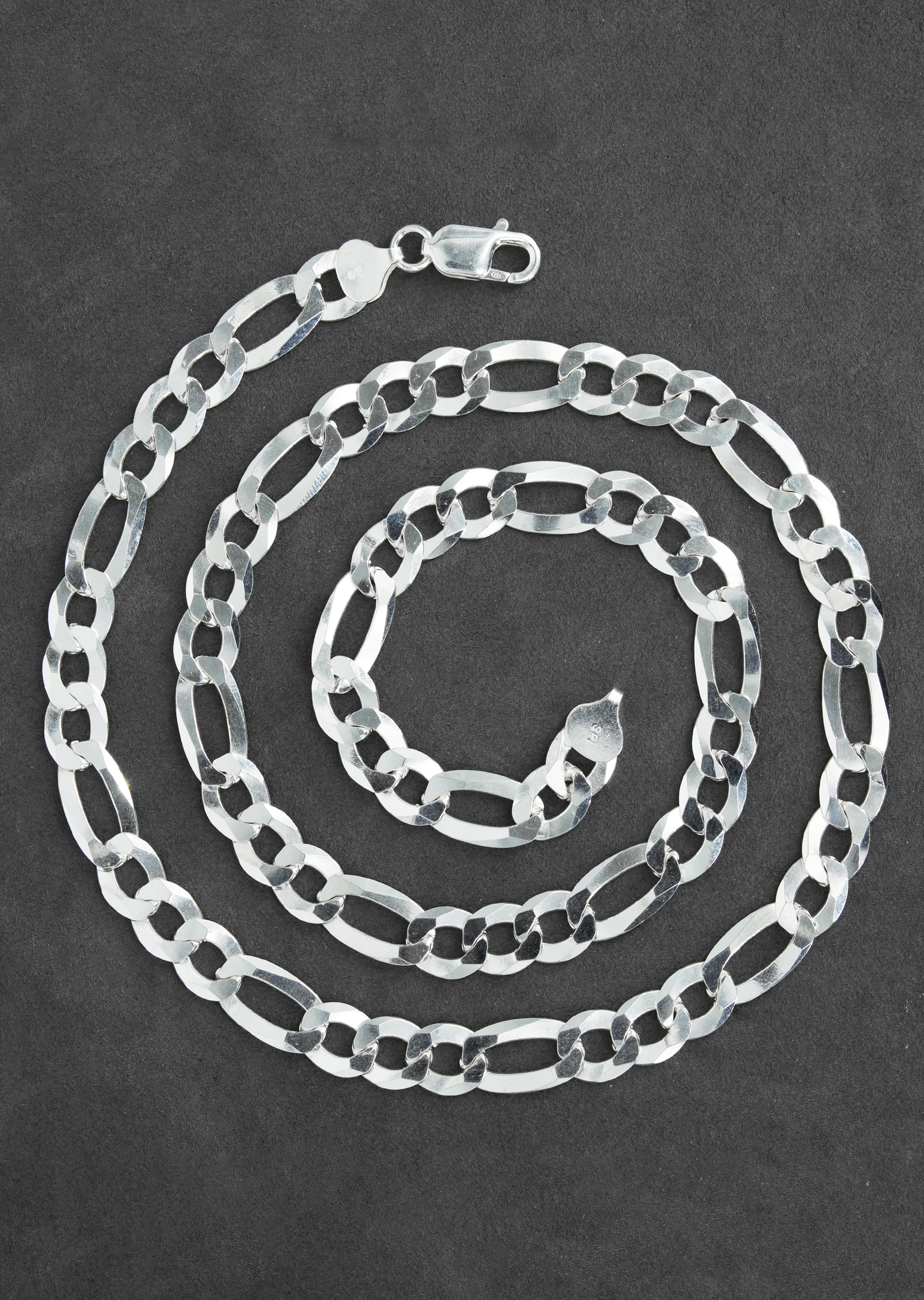 Silver Chain - Mens White Chain / Figaro Chain / 9.5 MM - Image 5