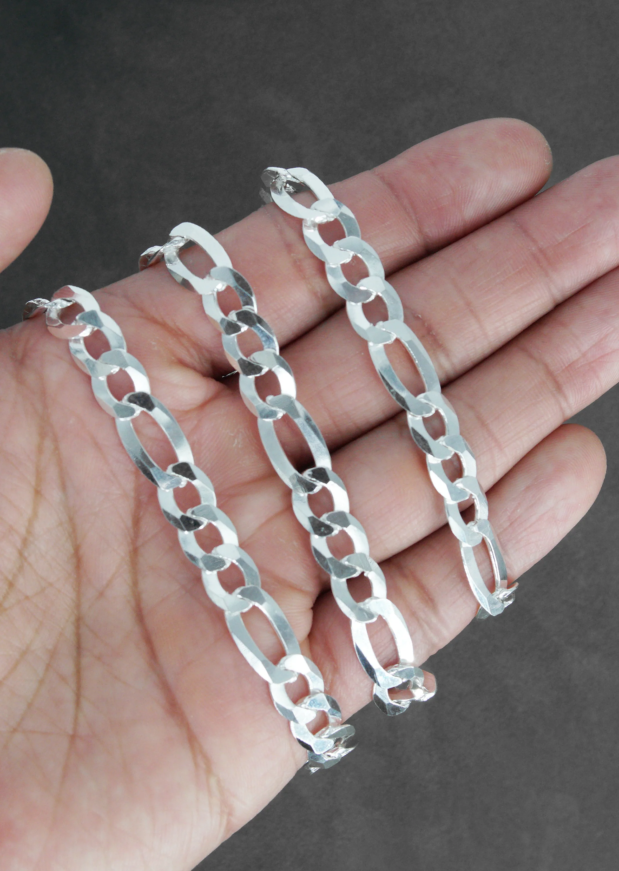Silver Chain - Mens White Chain / Figaro Chain / 9.5 MM - Image 7