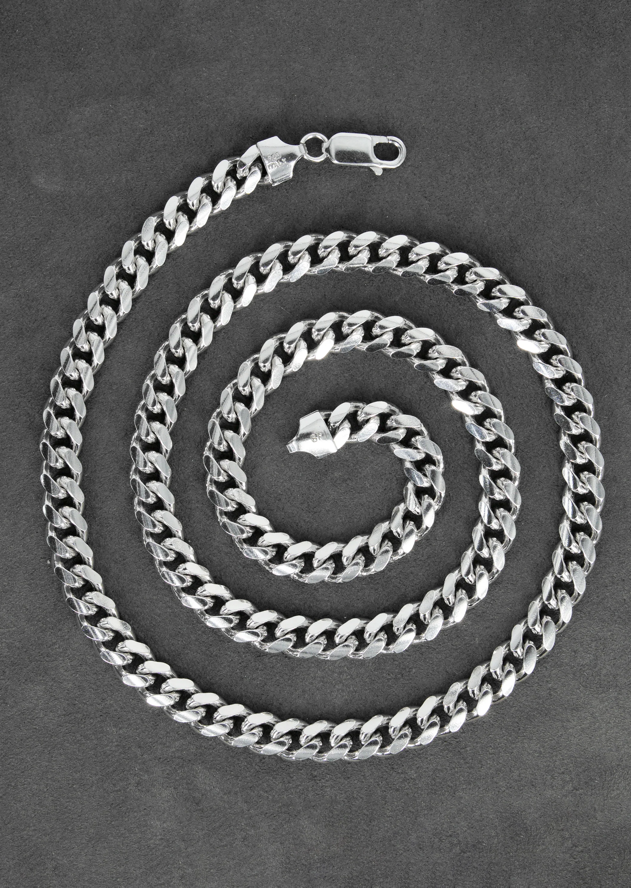 Silver Chain - Mens White Chain / Miami Cuban Link / 7 MM - Image 5