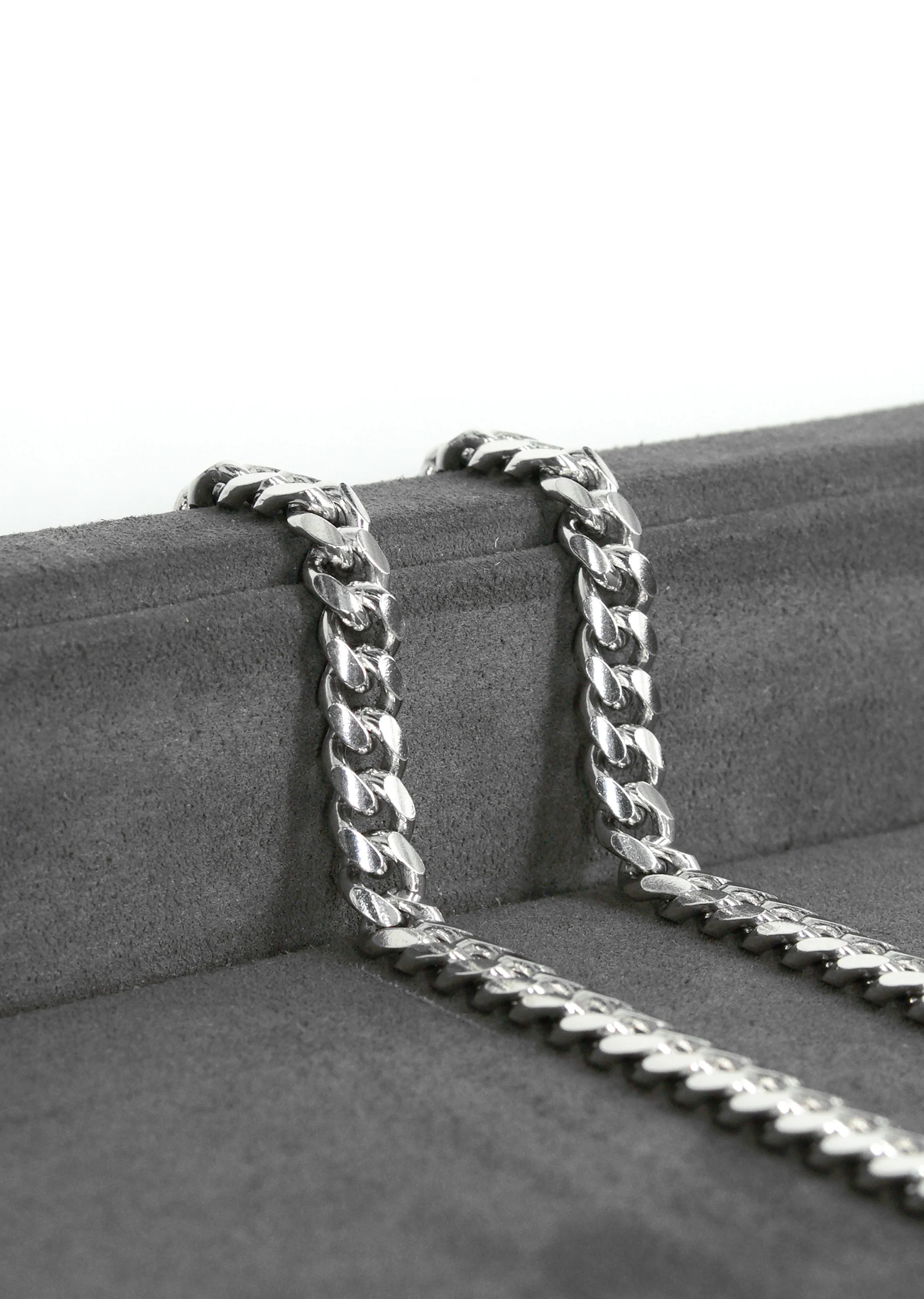 Silver Chain - Mens White Chain / Miami Cuban Link / 7 MM - Image 6