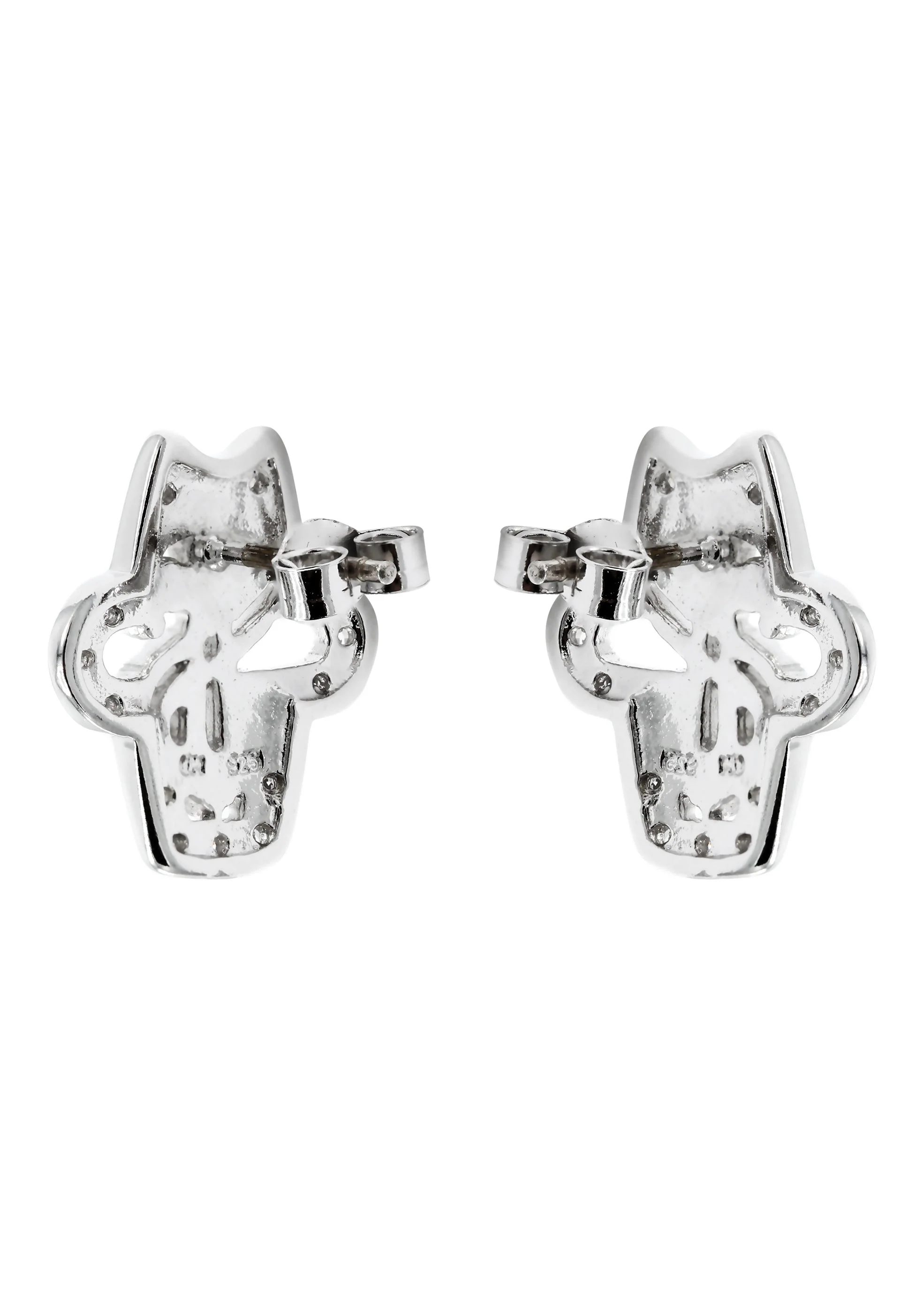 Silver Dollar Sign CZ Stud Earrings | Appx. 5.6 Grams - Image 3
