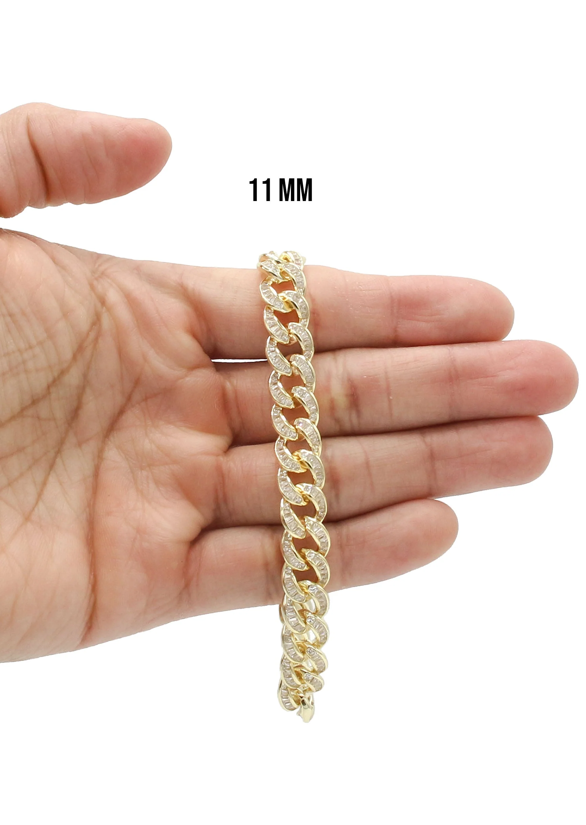 Silver Gold Baguette Miami Cuban Link Bracelet - Image 4