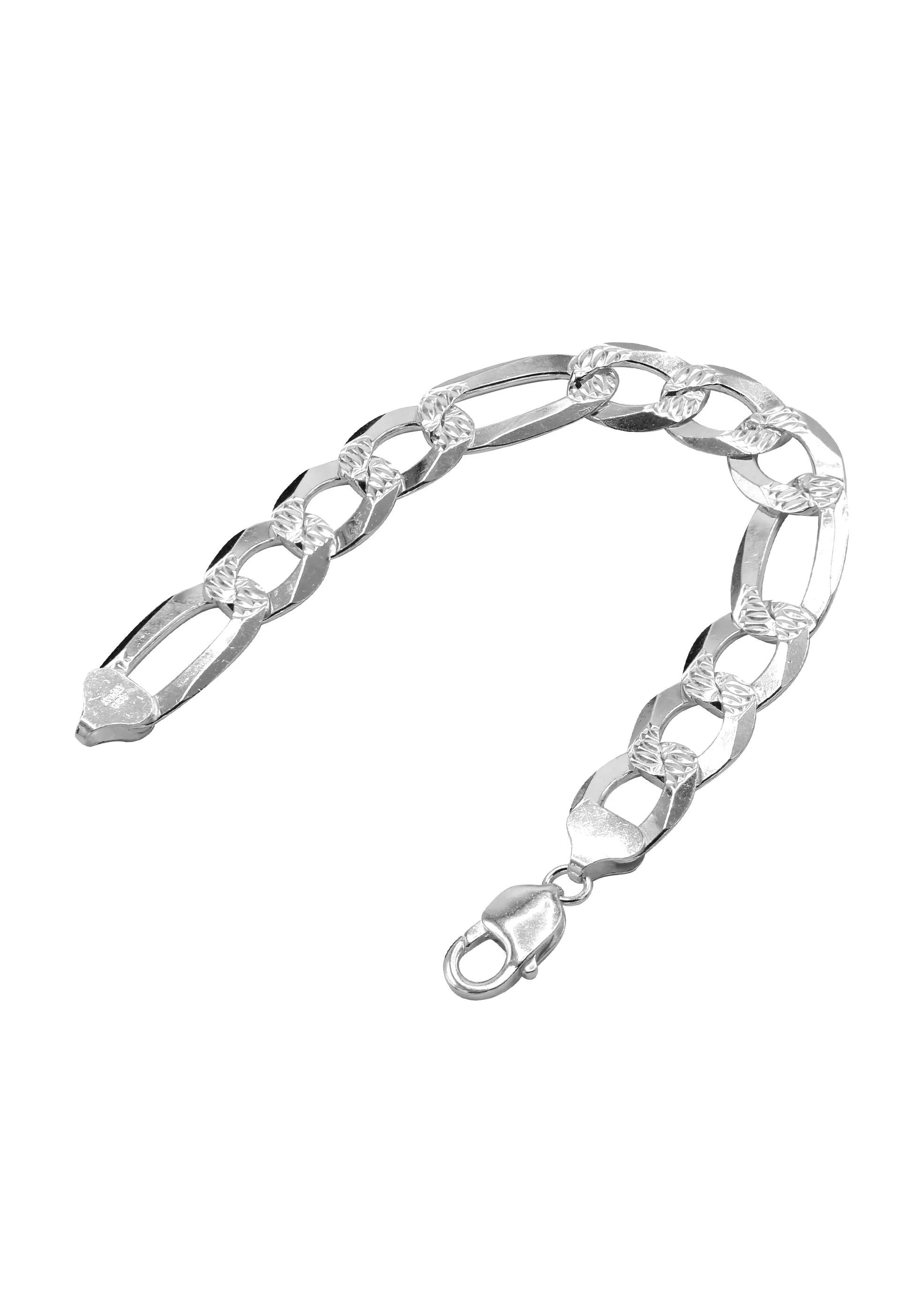 Silver Diamond Cut Figaro Bracelet - Image 2