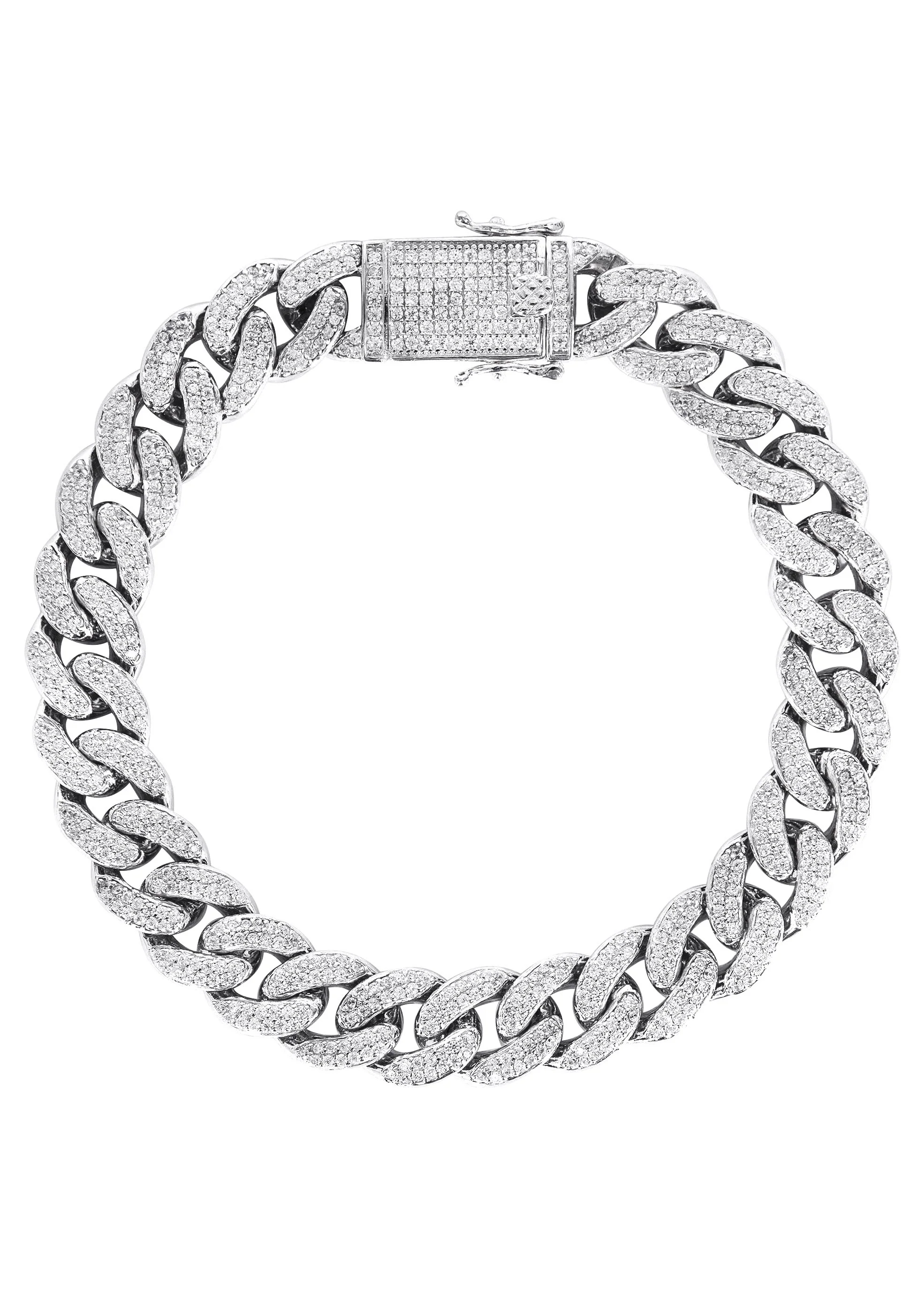 Silver White Iced Out Miami Cuban Bracelet