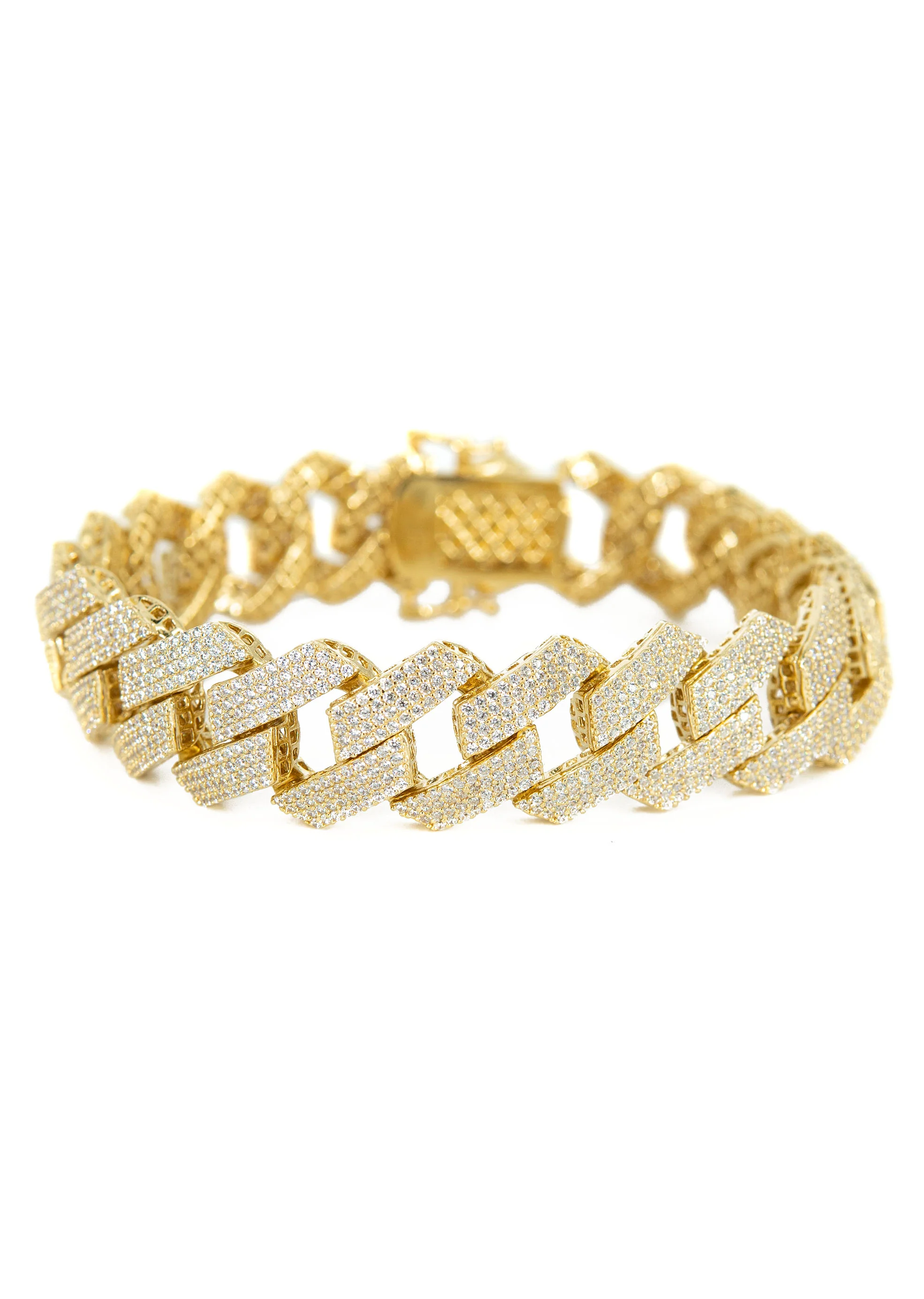 Silver Gold Prong Set Bracelet - Image 2