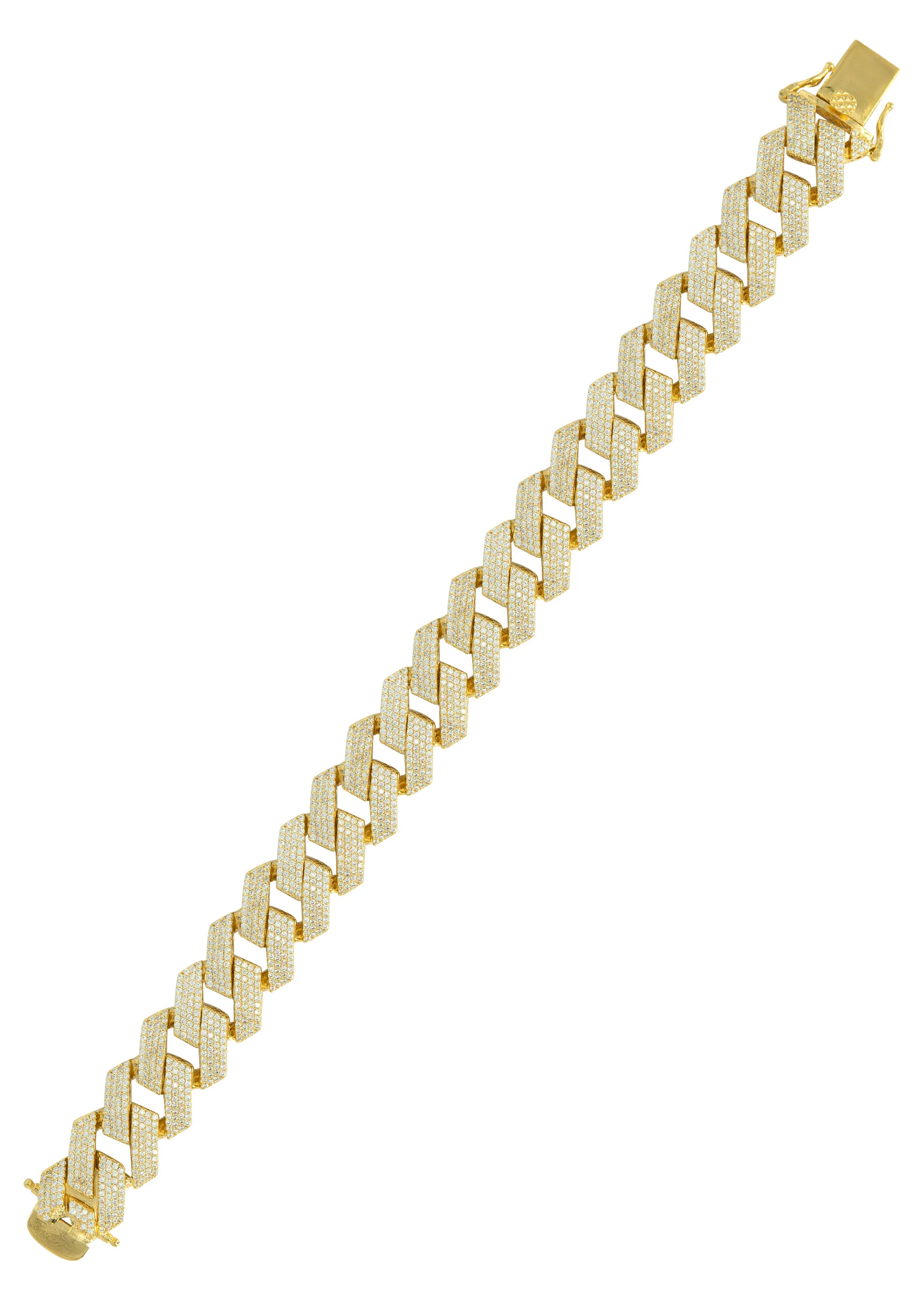 Silver Gold Prong Set Bracelet - Image 3