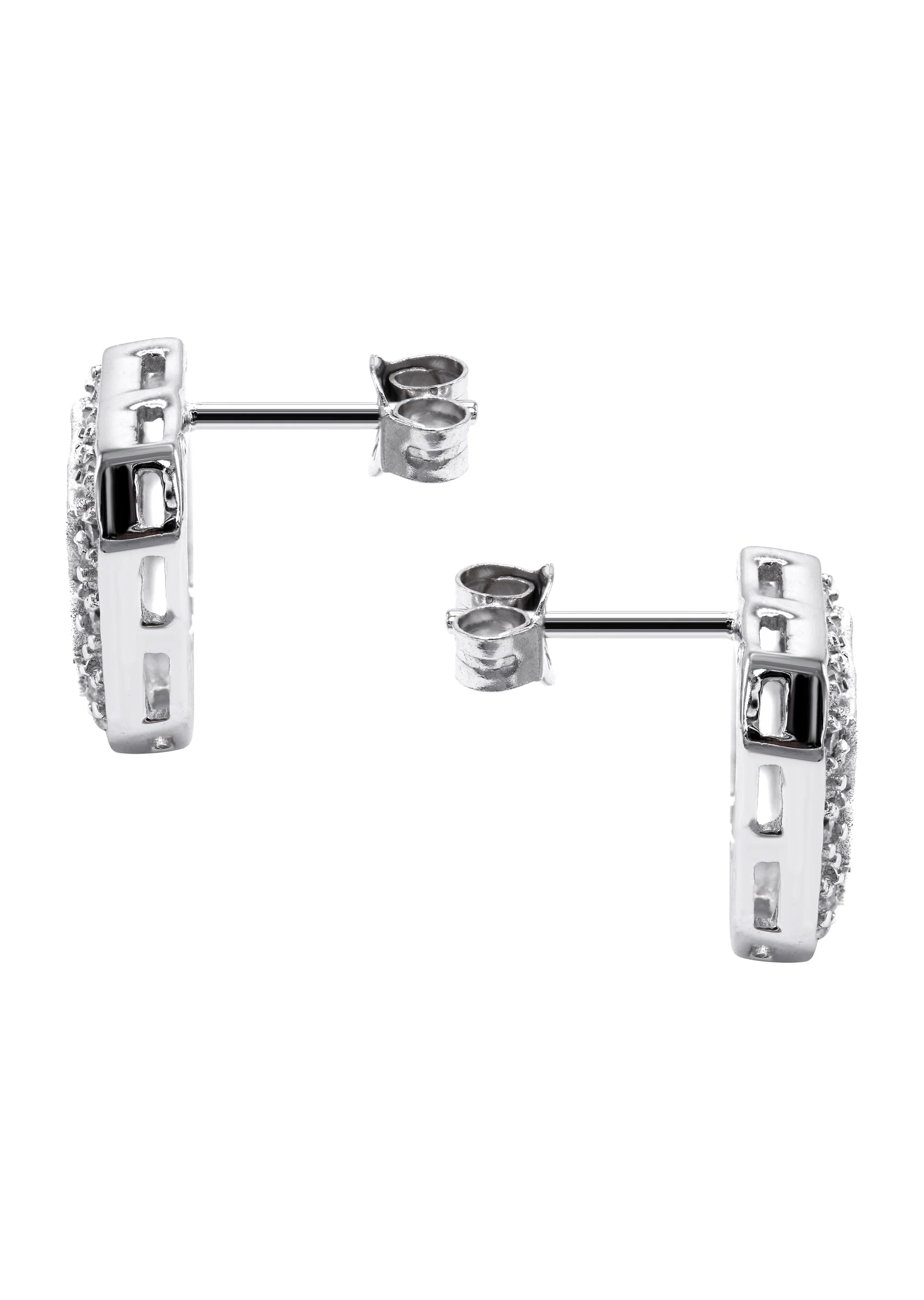 Silver Square Halo Clear CZ Stud Earrings | Appx. 5 Grams - Image 2