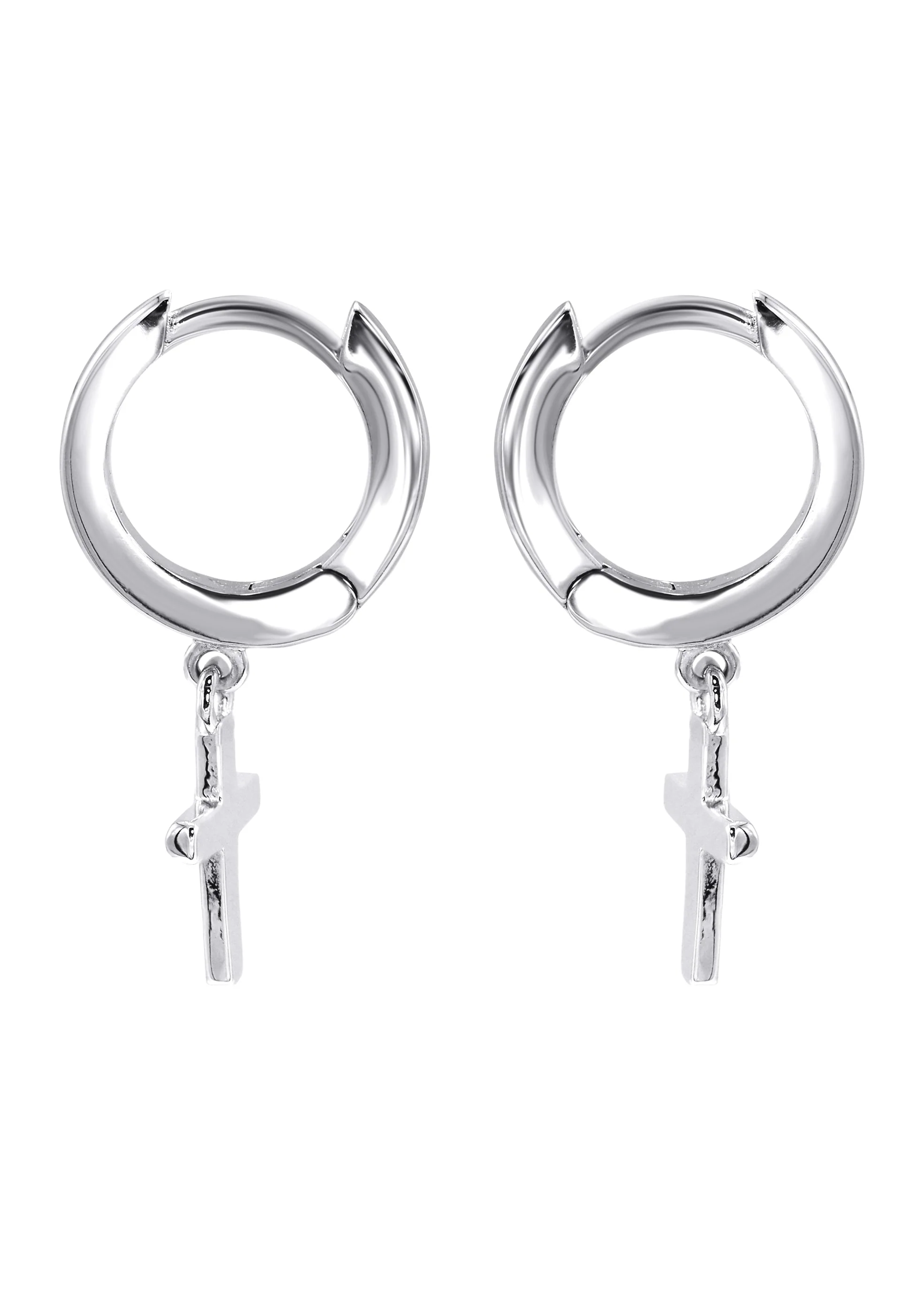 Silver Hoop Cross Earrings | Appx. 2 Grams - Image 3