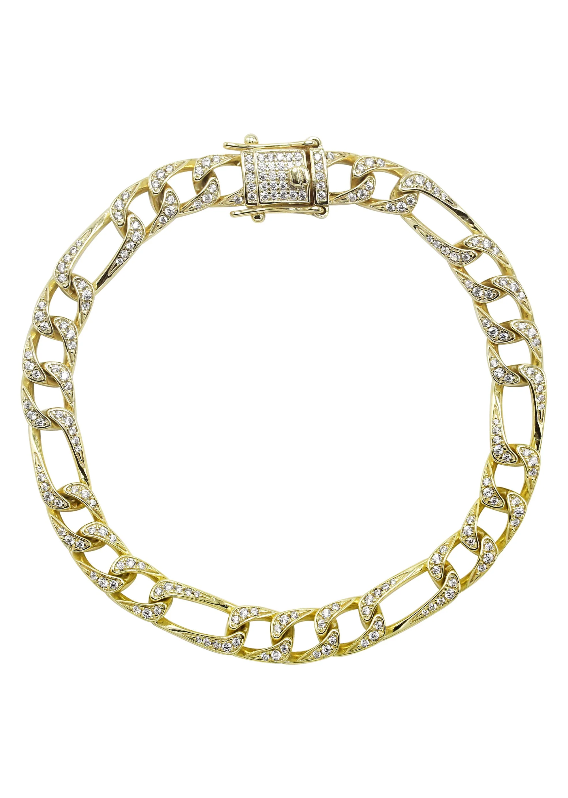 Silver Gold Iced Figaro Bracelet