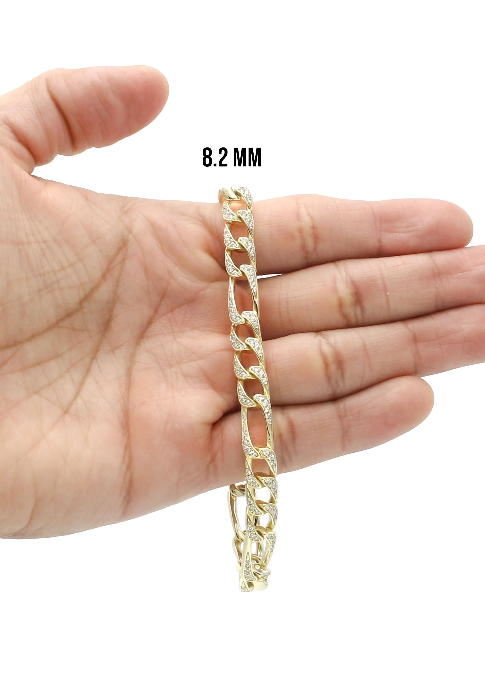 Silver Gold Iced Figaro Bracelet - Image 4