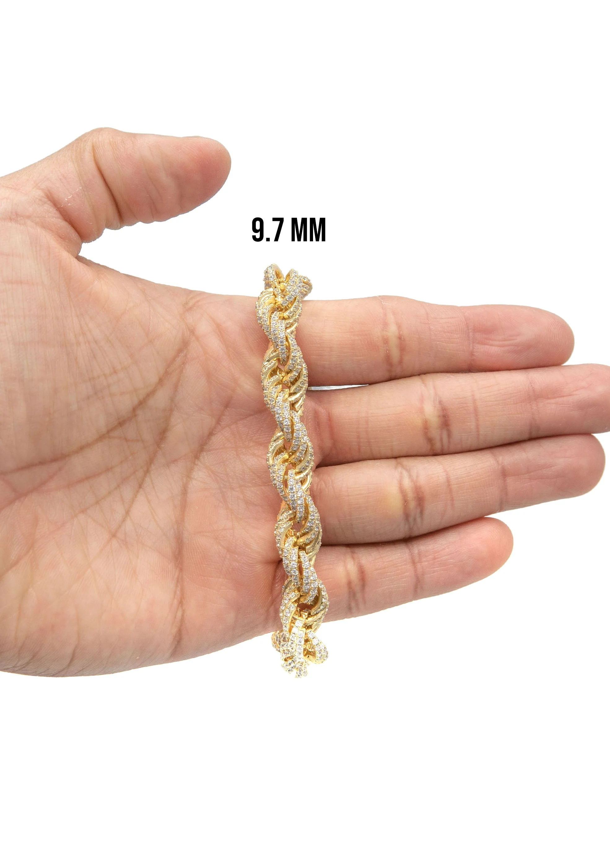 Silver Gold Iced Out Rope Bracelet - Image 4
