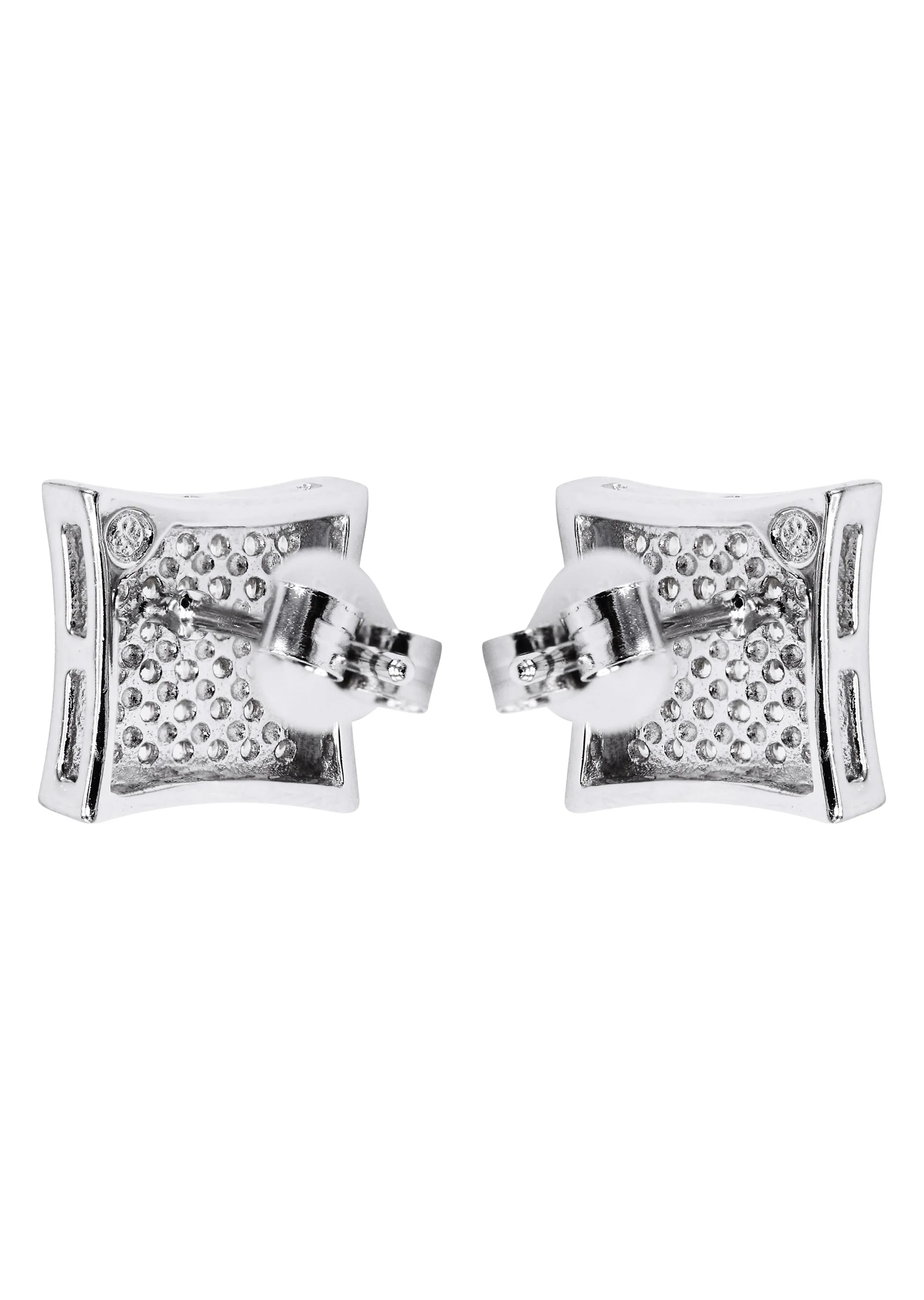 Silver Micro Pave Clear Square CZ Stud Earrings | Appx. 2.3 Grams - Image 3