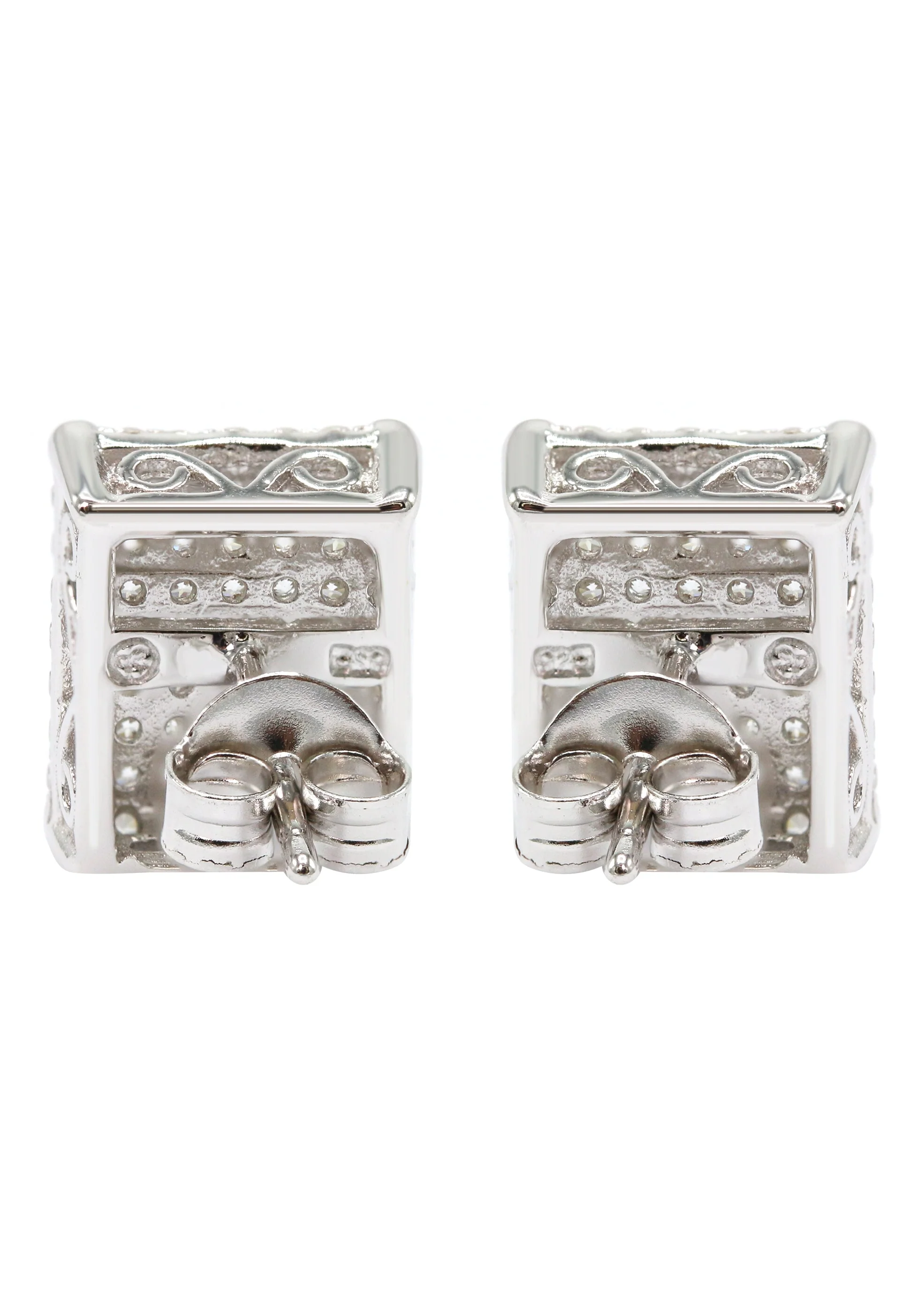 Silver Micro Pave Clear Rectangle CZ Stud Earrings | Appx. 3 Grams - Image 3