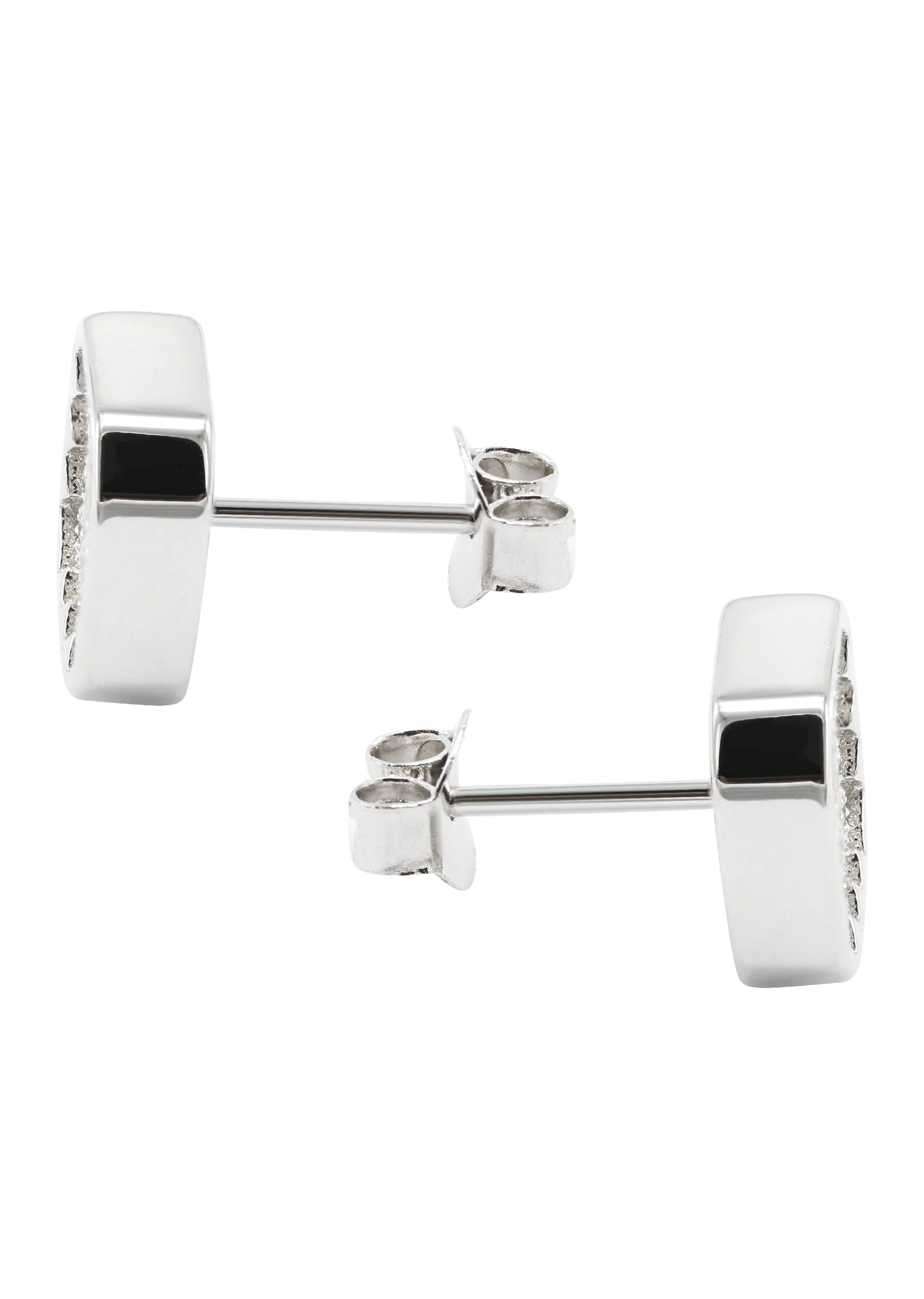 Silver Micro Pave Clear Sun Square CZ Stud Earrings | Appx. 3 Grams - Image 2
