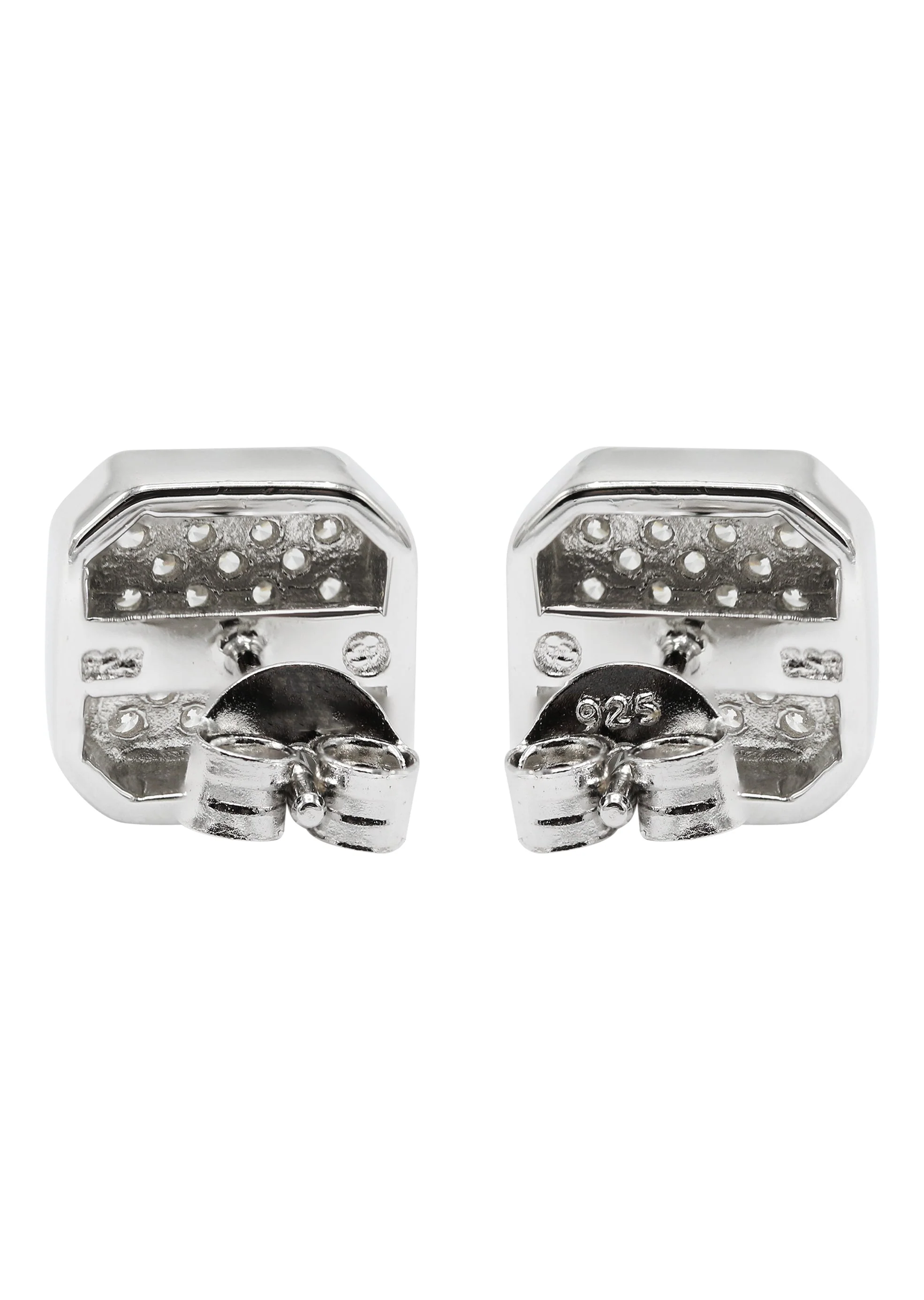 Silver Micro Pave Clear Sun Square CZ Stud Earrings | Appx. 3 Grams - Image 3